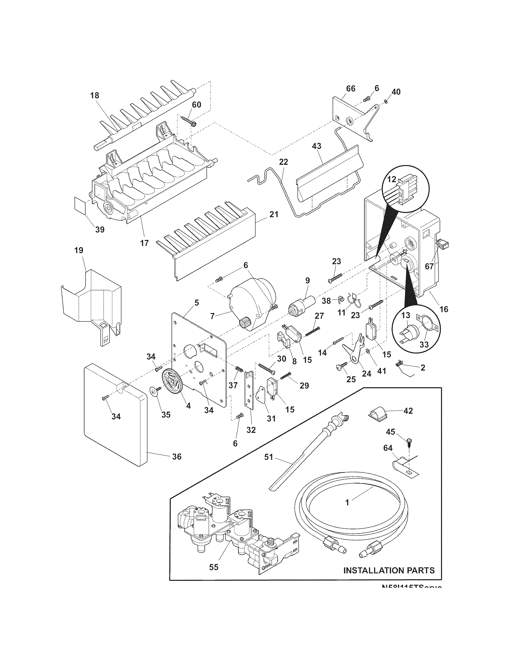 Kenmore Pro 25344333607 ice maker diagram