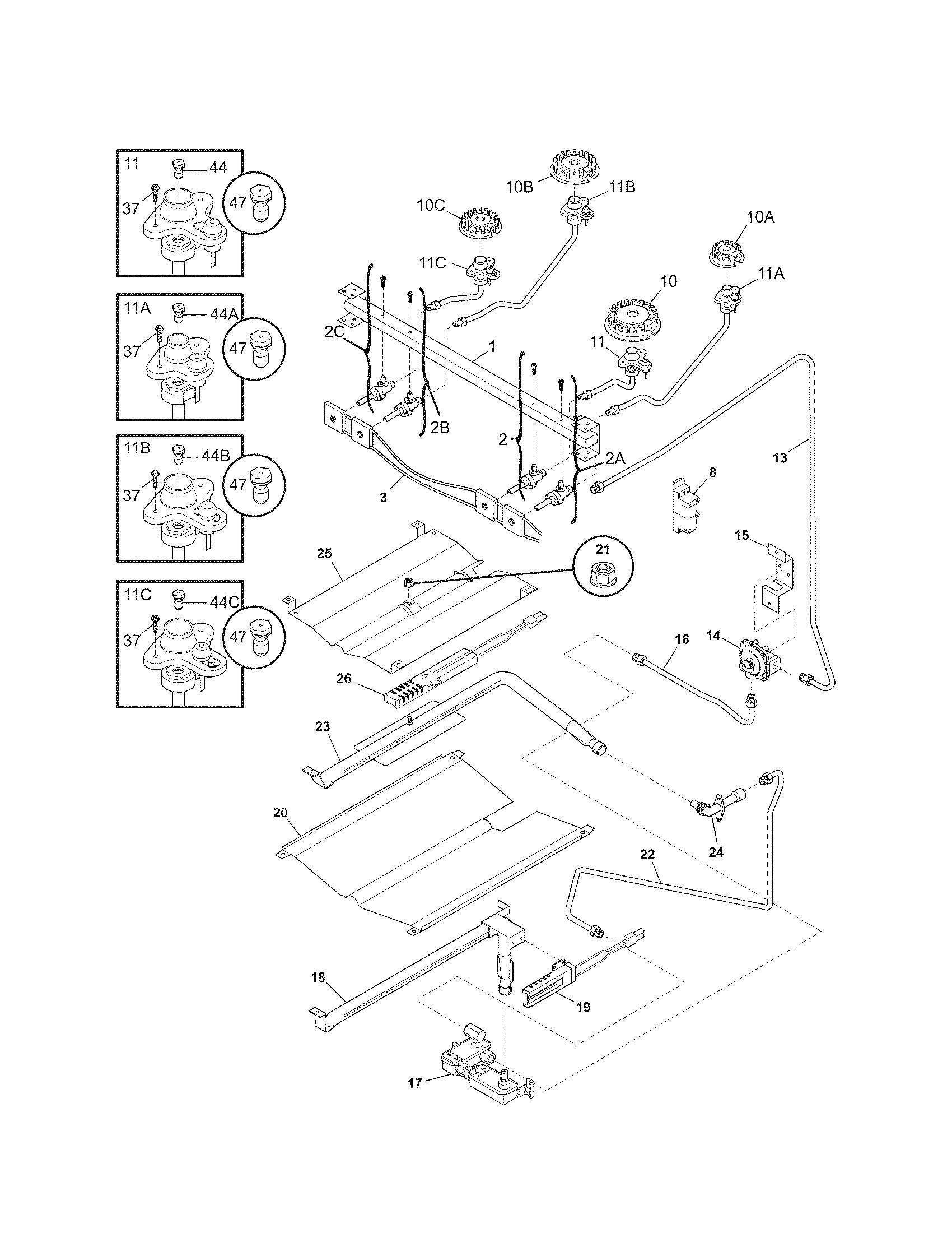 Kenmore 79079653703 burner diagram