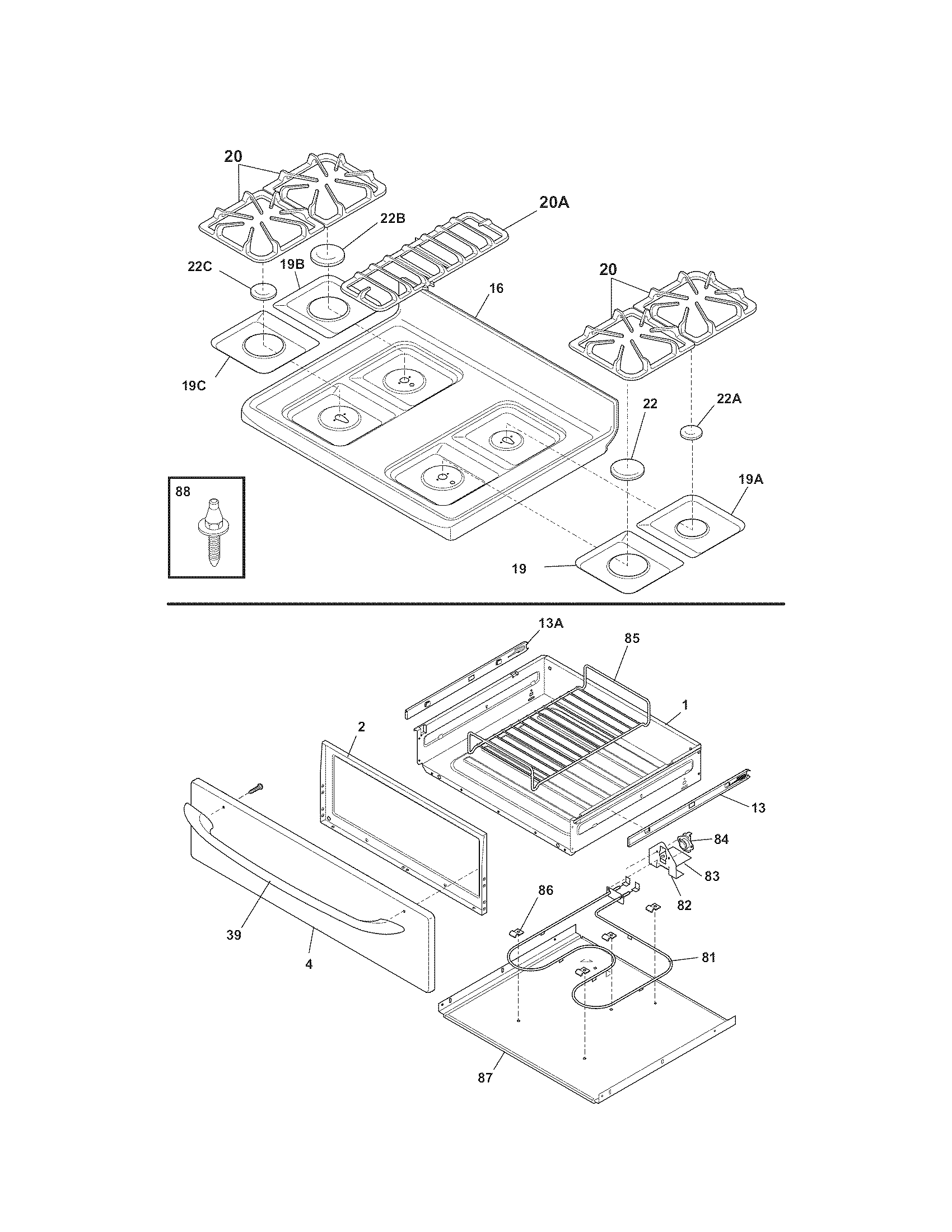 Kenmore 79079653703 top/drawer diagram