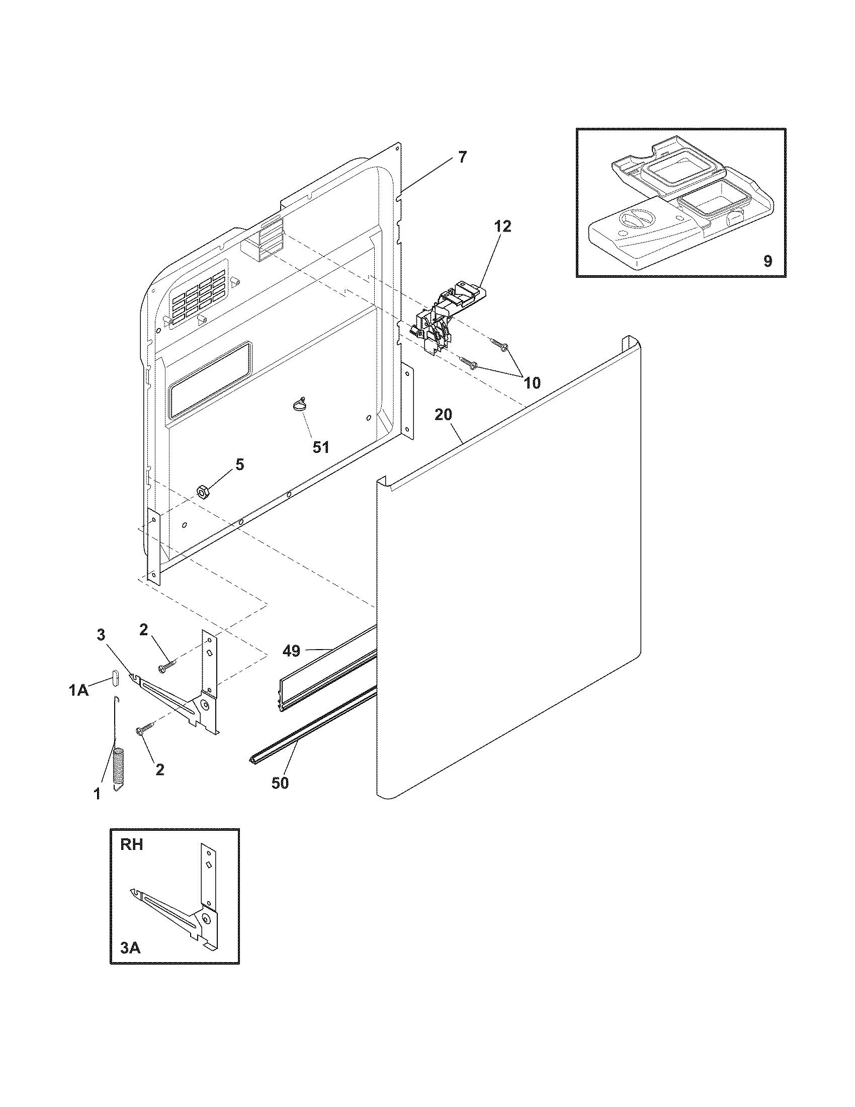 Frigidaire FDB1250REB3 door diagram