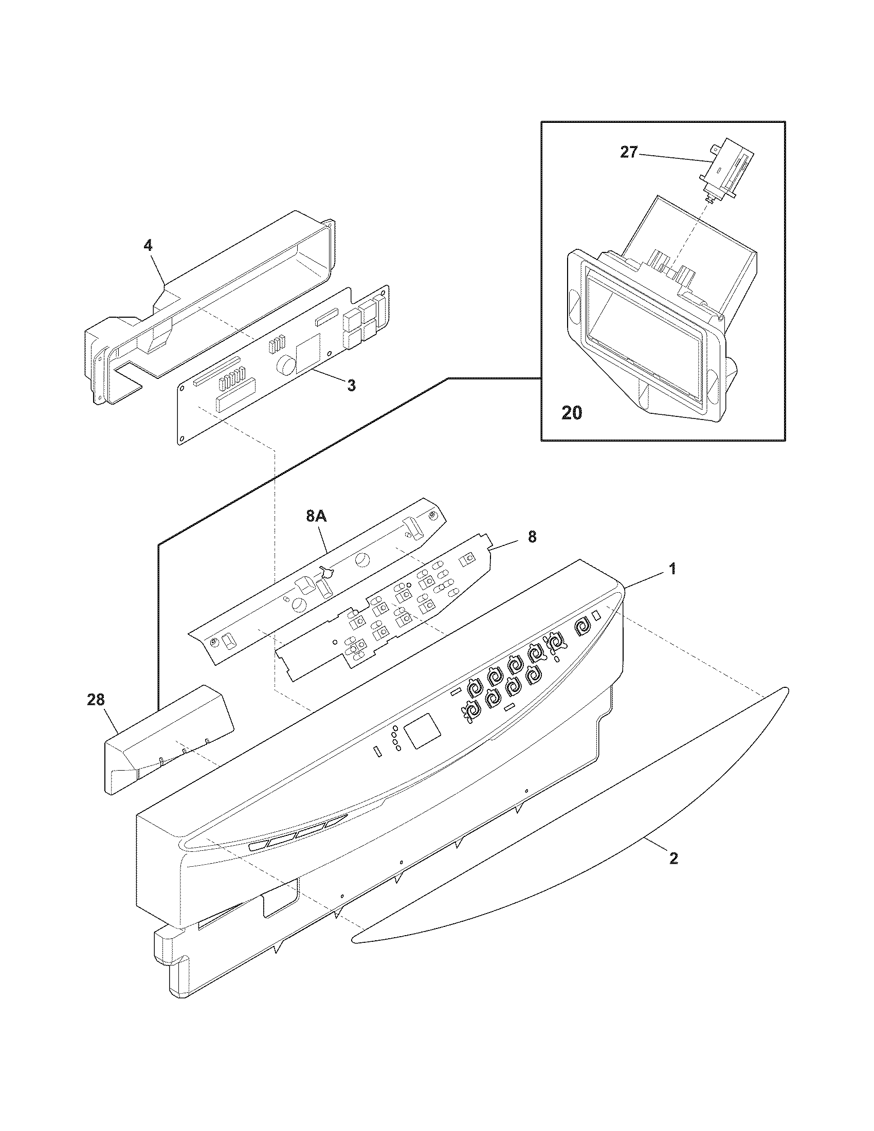 Frigidaire FDBB2040FB2 control panel diagram