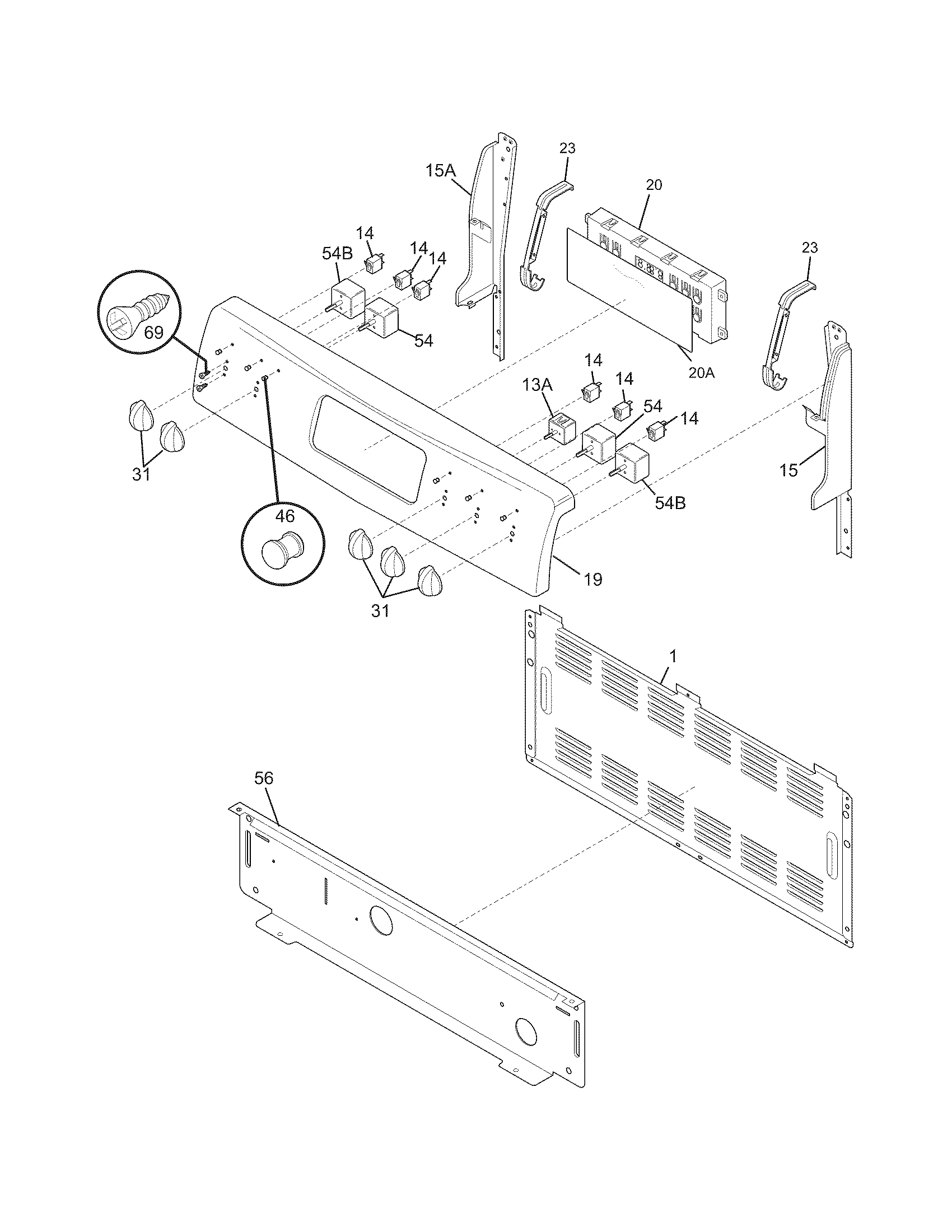 Frigidaire FEFL69HCB backguard diagram