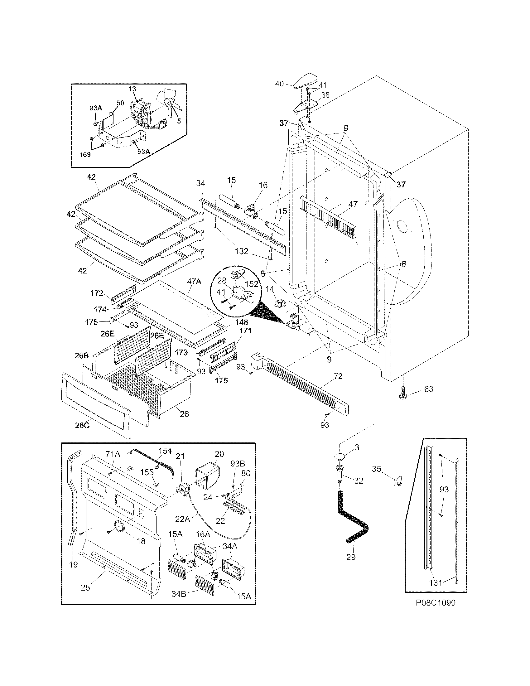 Frigidaire GLFH1779GW1 cabinet diagram