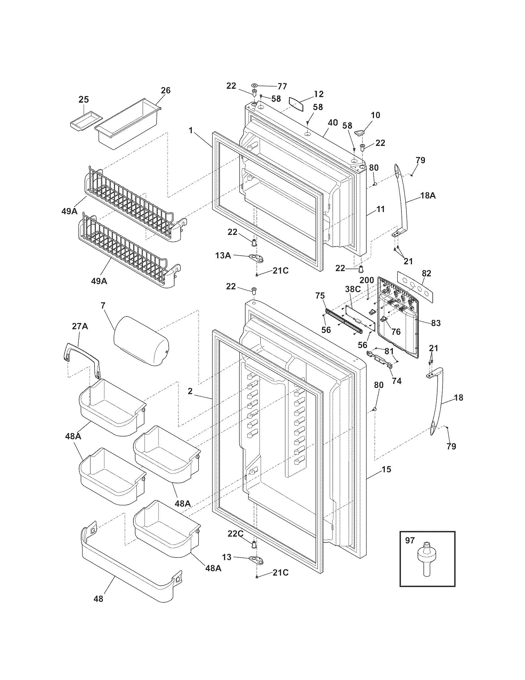 Kenmore Elite 25374279703 door diagram