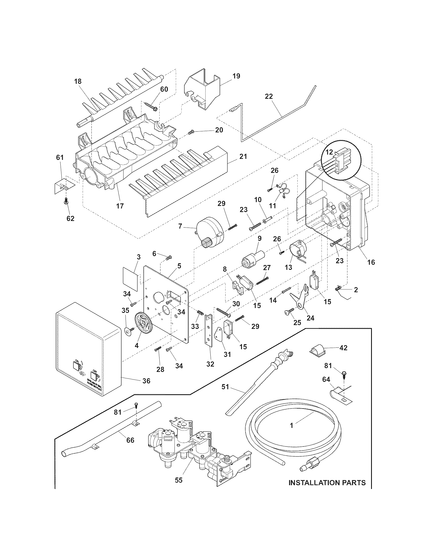 Kenmore Elite 25374279703 ice maker diagram