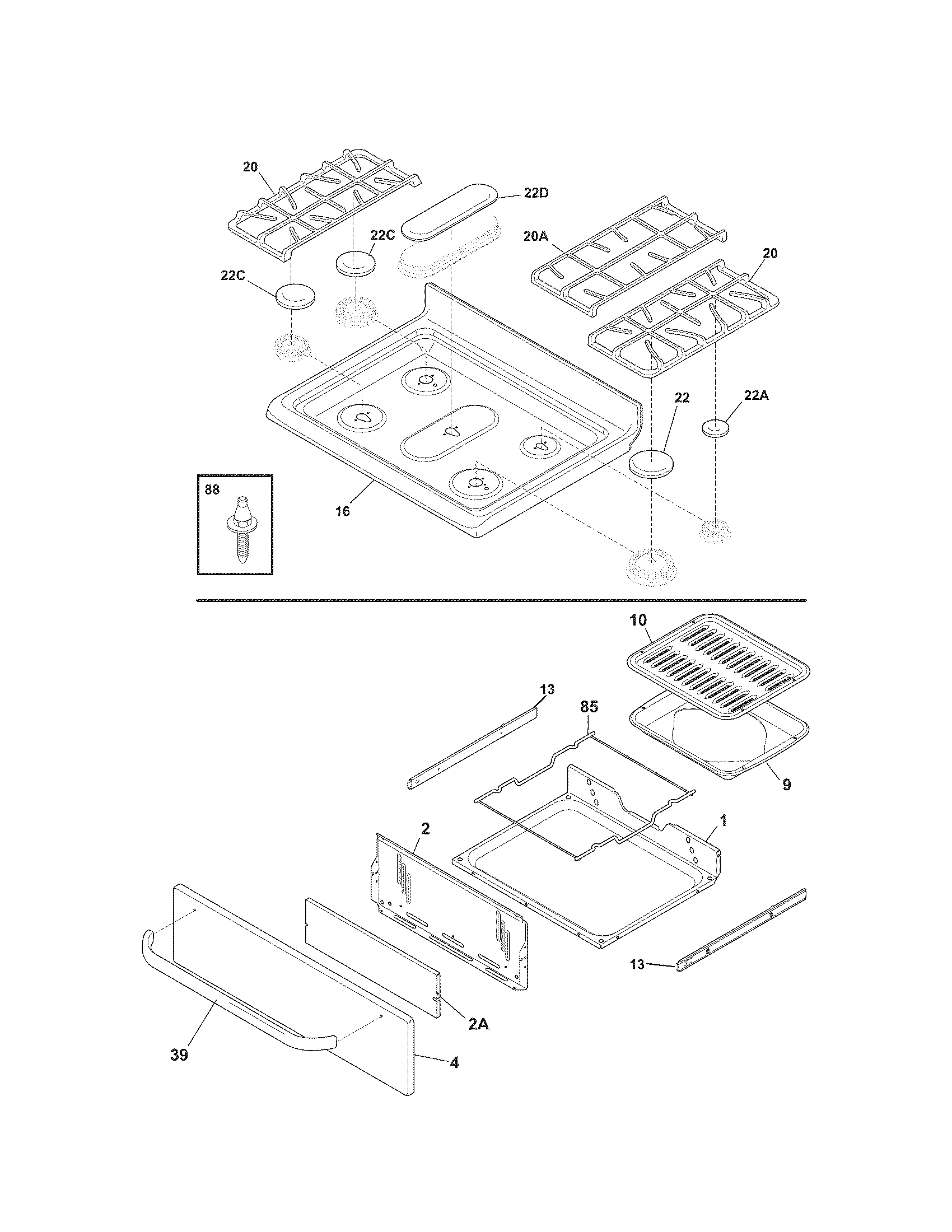 Kenmore 79071323704 top/drawer diagram