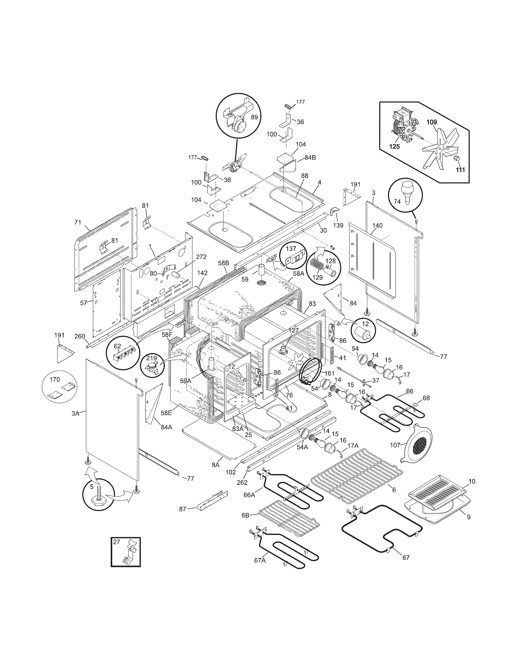 Frigidaire PLEF489GCA body diagram