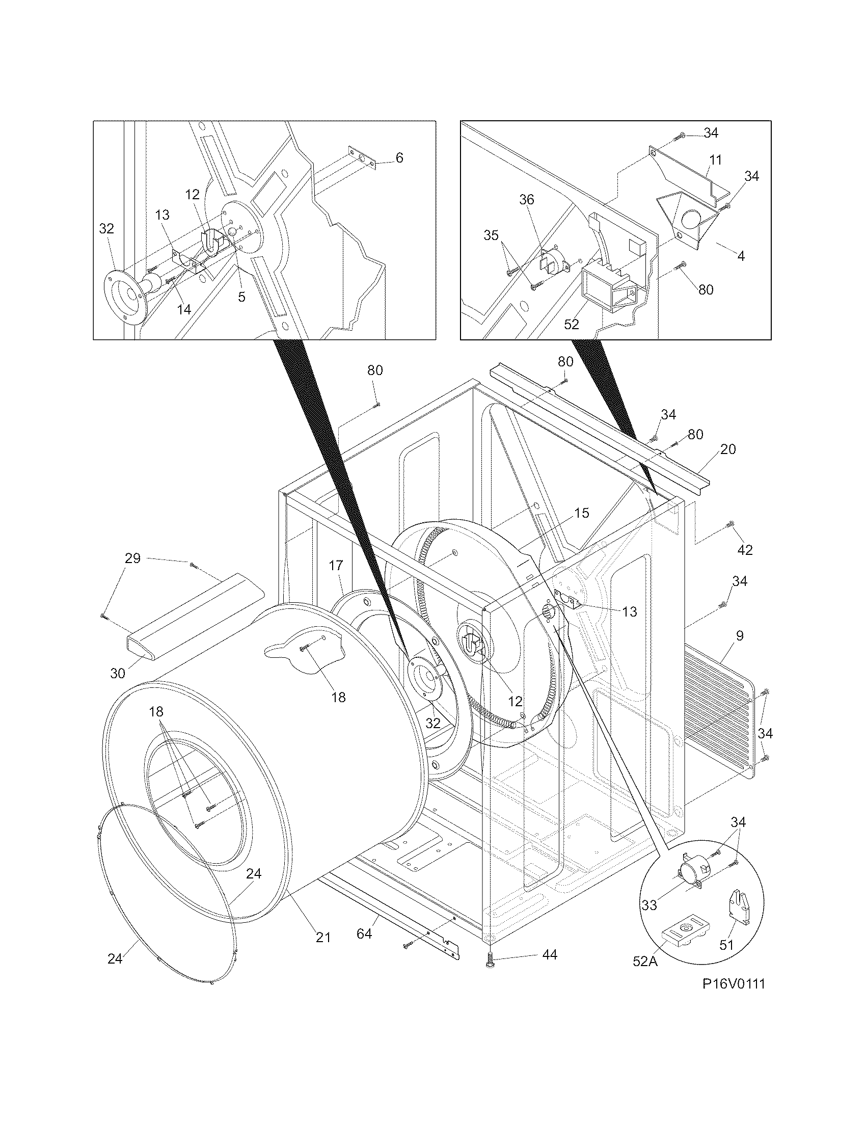 Frigidaire FEQ1452HS0 cabinet/drum diagram