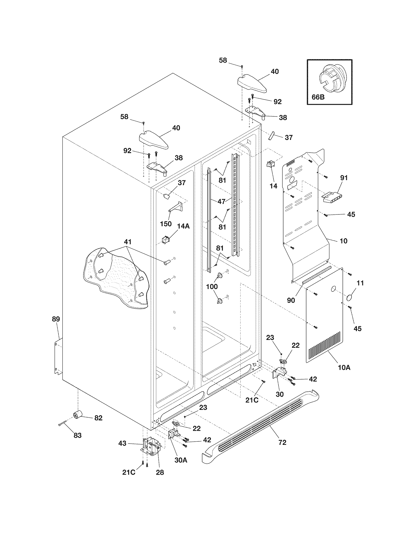 Frigidaire FRS23KF6EBA cabinet diagram