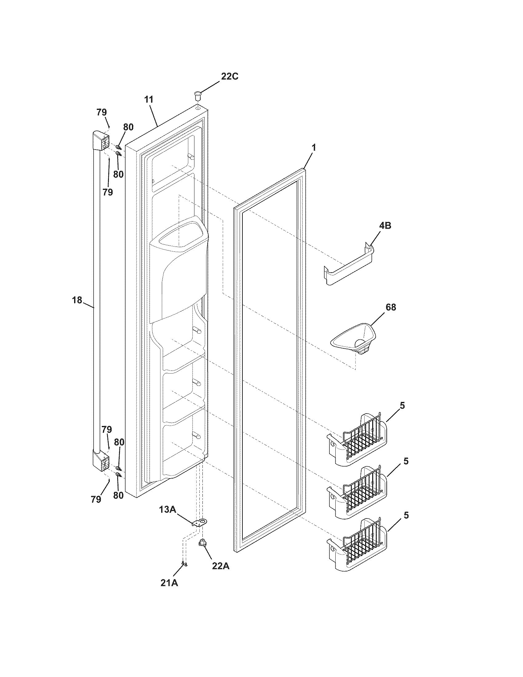 Electrolux E23CS78HPS2 freezer door diagram