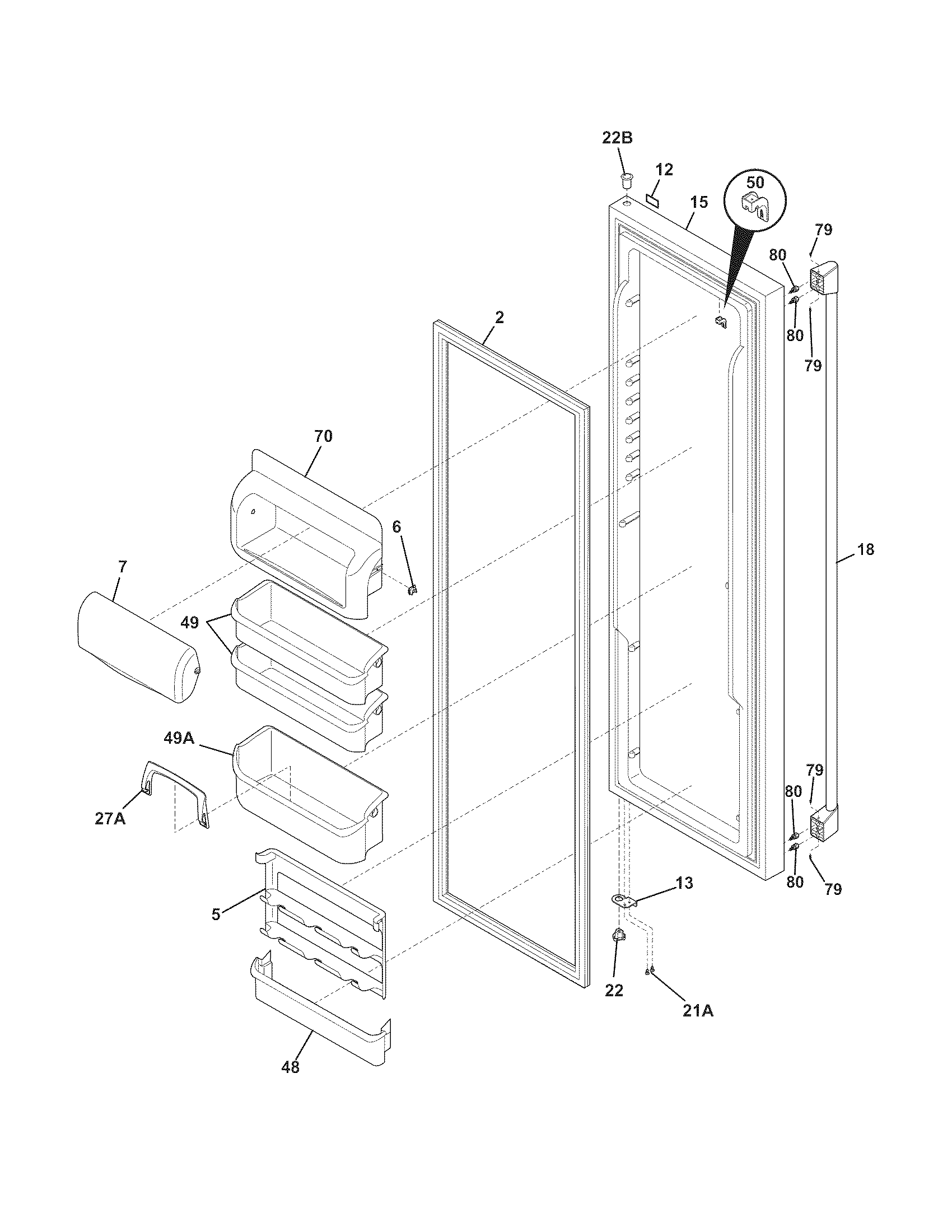 Electrolux E23CS78HPS2 refrigerator door diagram