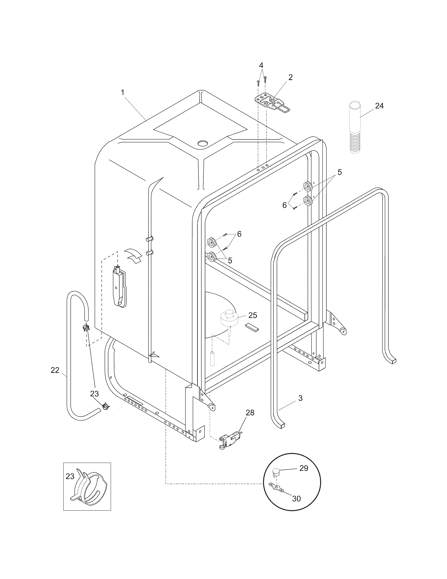 Frigidaire FDB2415LFC2 tub diagram