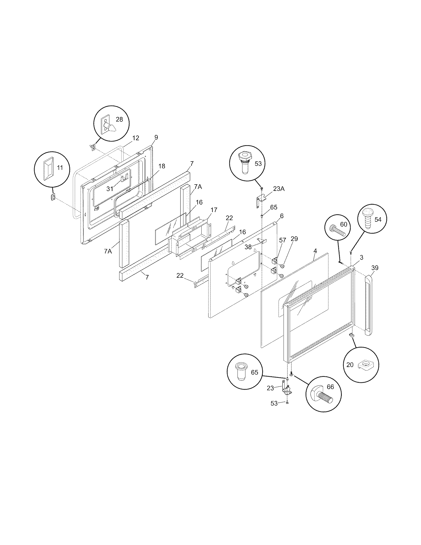 Frigidaire GLEB27Z7HBB door diagram