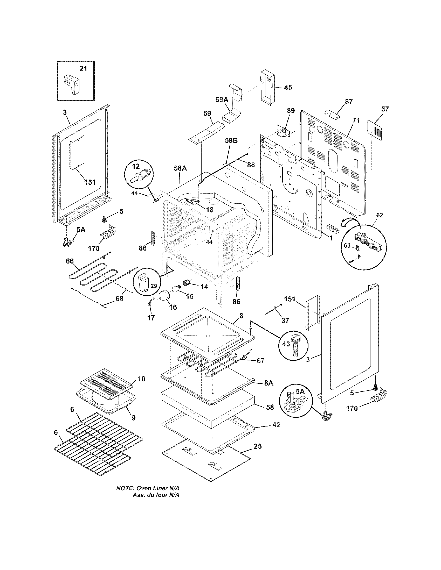 Frigidaire FEF369HCC body diagram