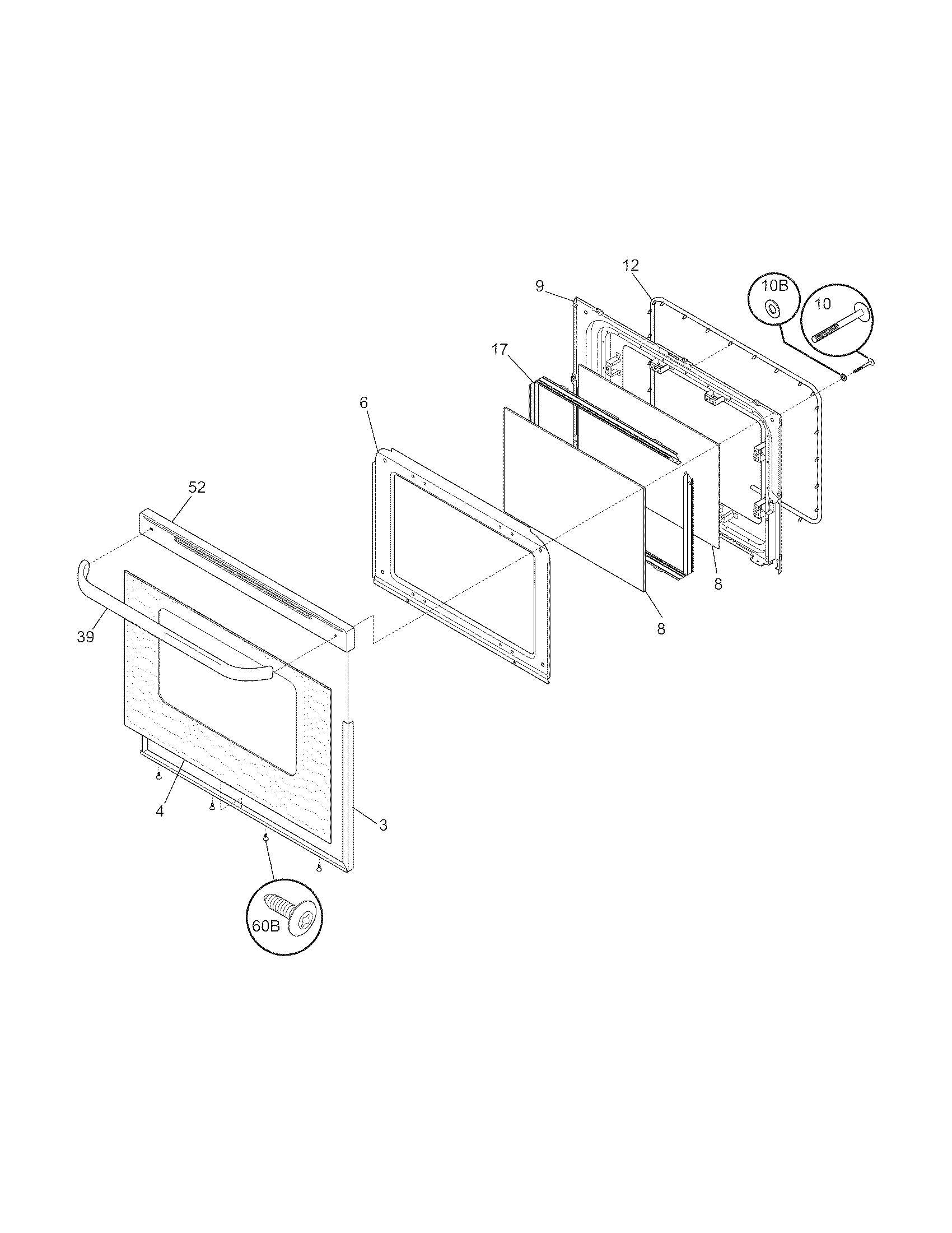 Frigidaire FGFS36FWE door diagram