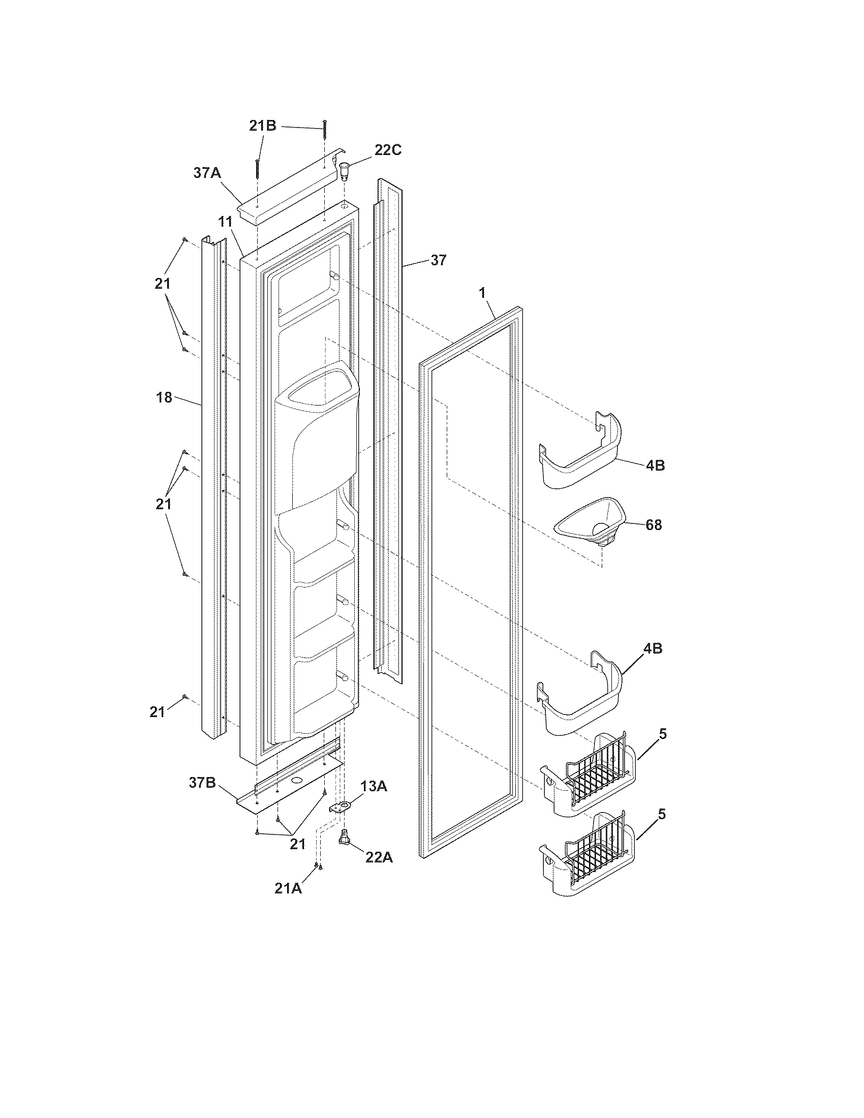 Frigidaire GHSC39ETJS2 freezer door diagram