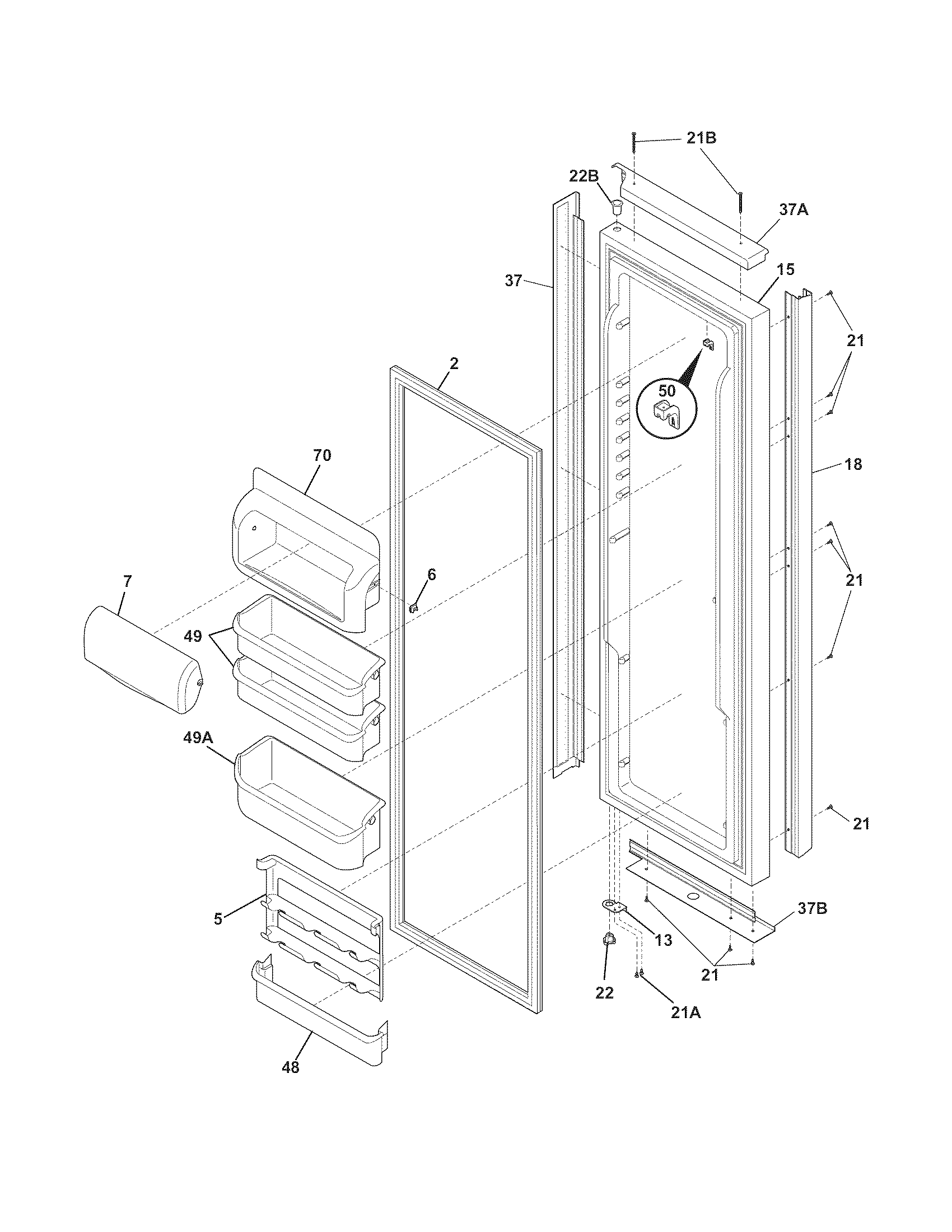 Frigidaire GHSC39ETJS2 refrigerator door diagram