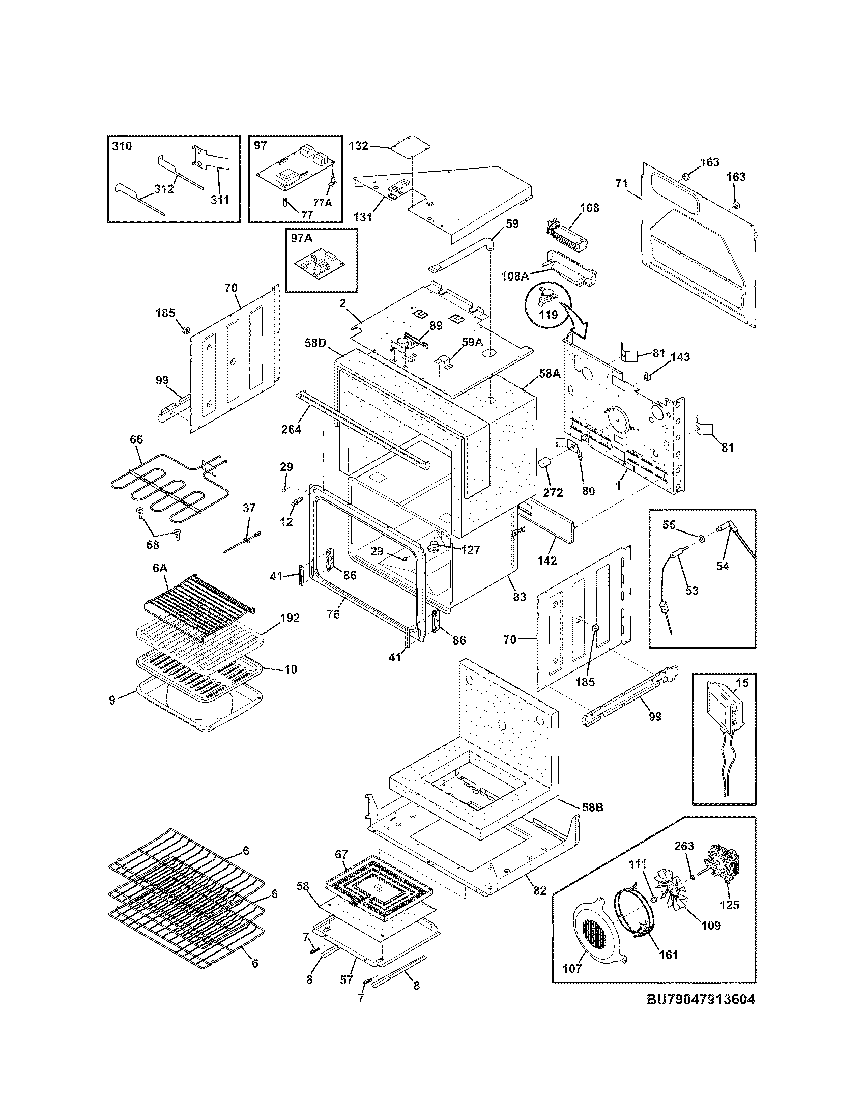 Kenmore Elite 79047913605 upper oven diagram