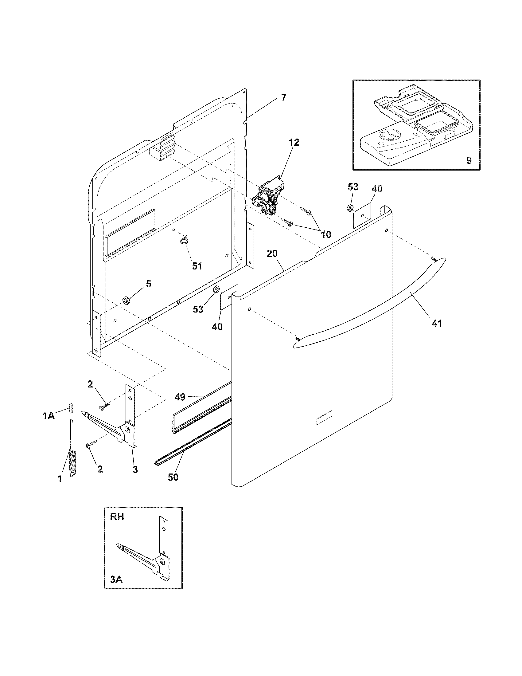 Frigidaire GLD4050RHB0 door diagram