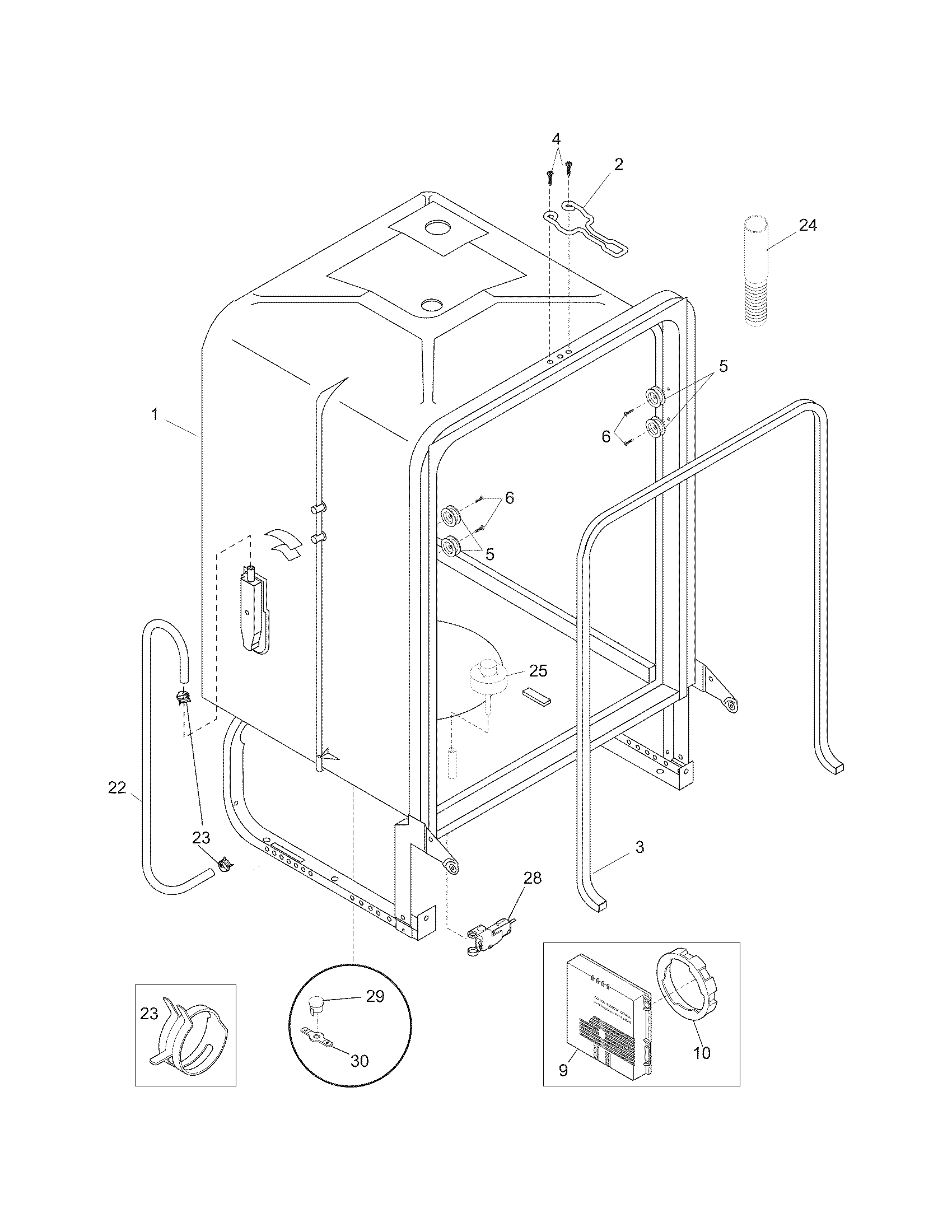 Frigidaire GLD4050RHB0 tub diagram