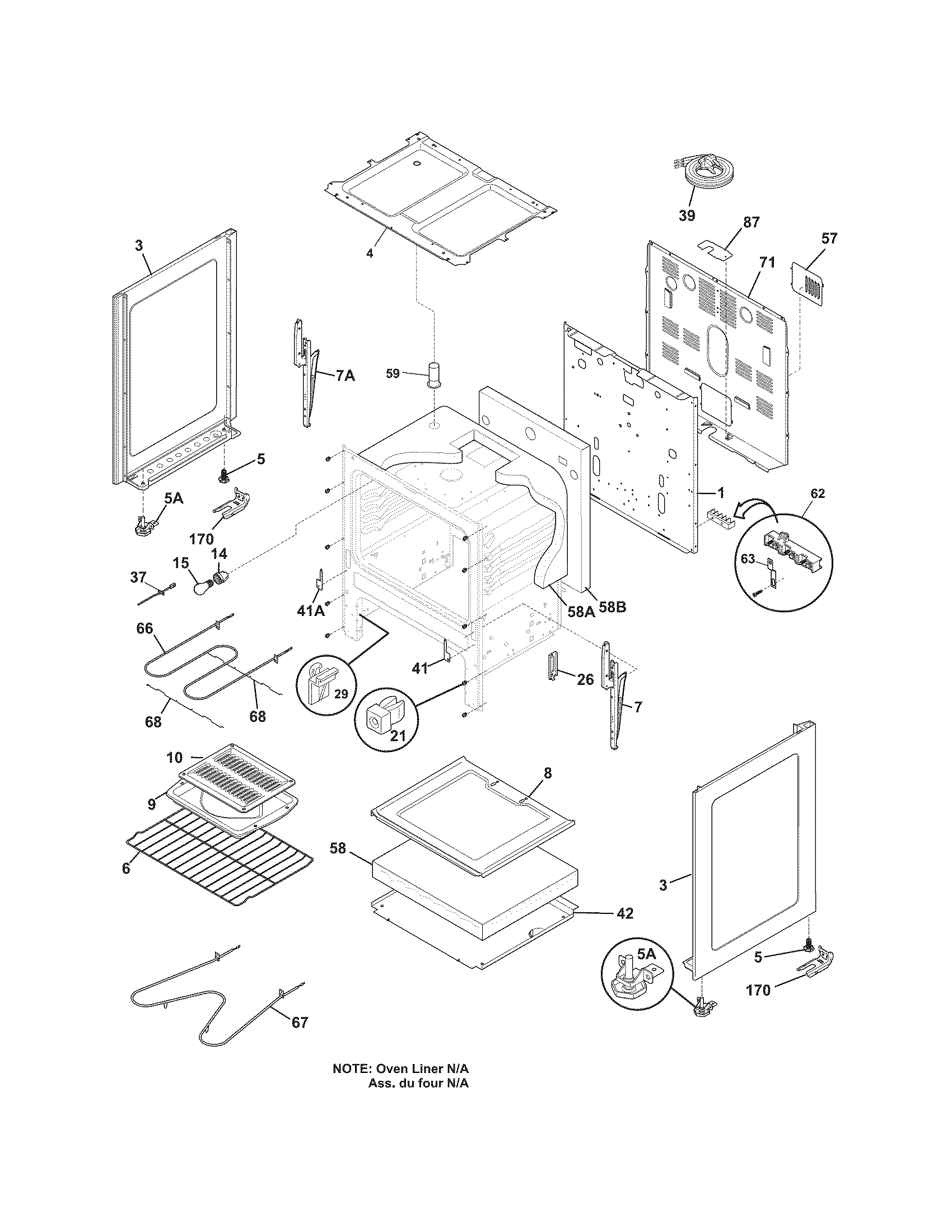 White-Westinghouse WEF326GSB body diagram