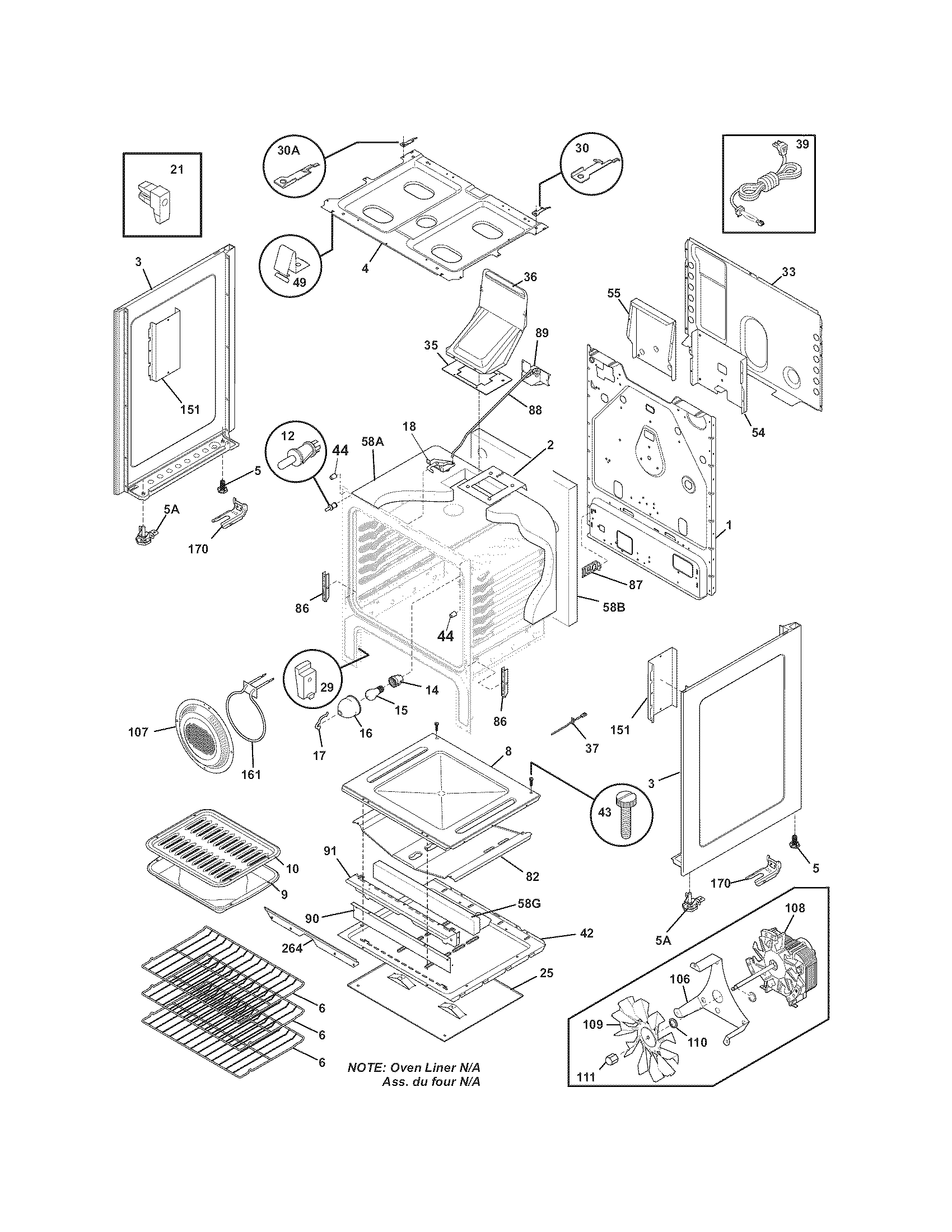 Frigidaire CGLGF389GBB body diagram