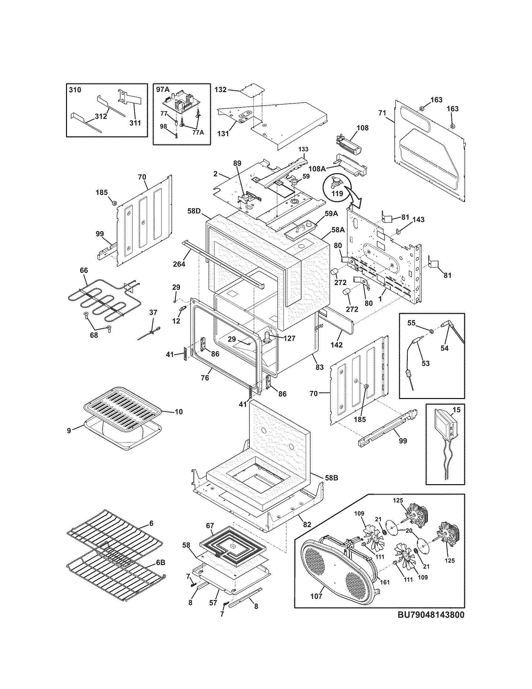 Kenmore Elite 79048143800 upper oven diagram