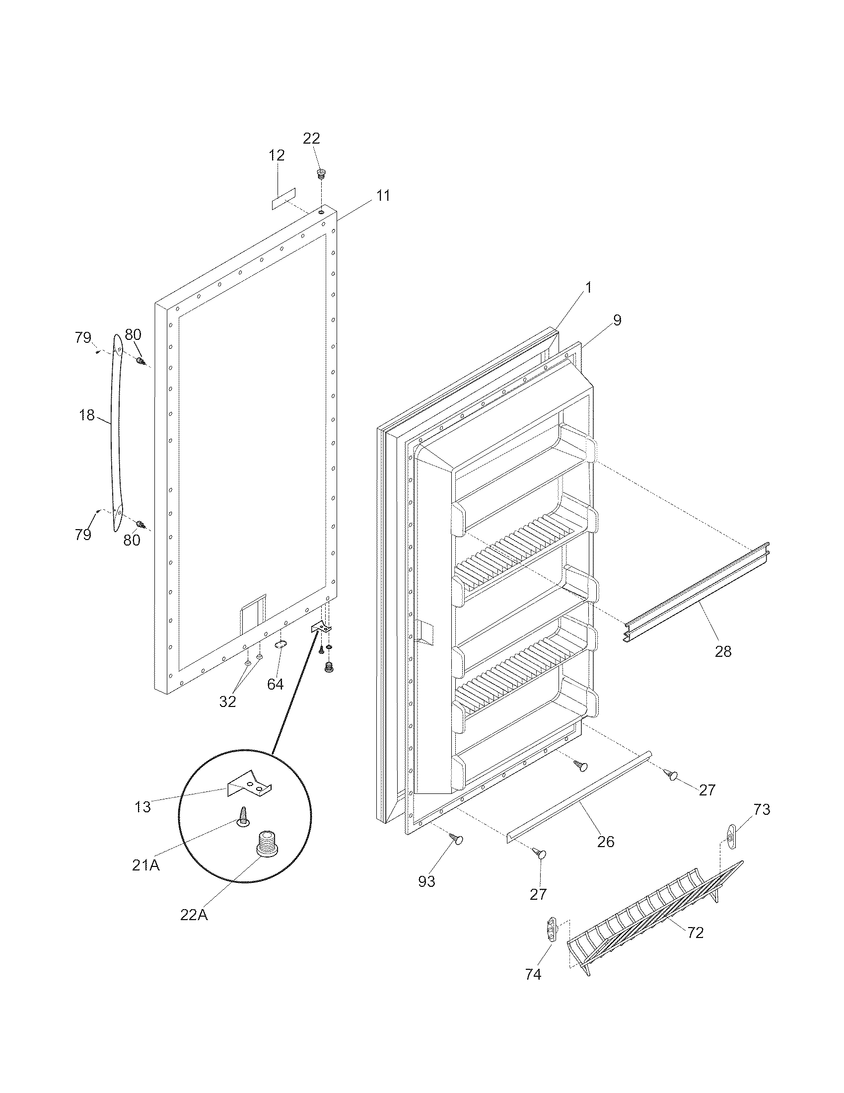Kenmore Elite 25344773703 door diagram
