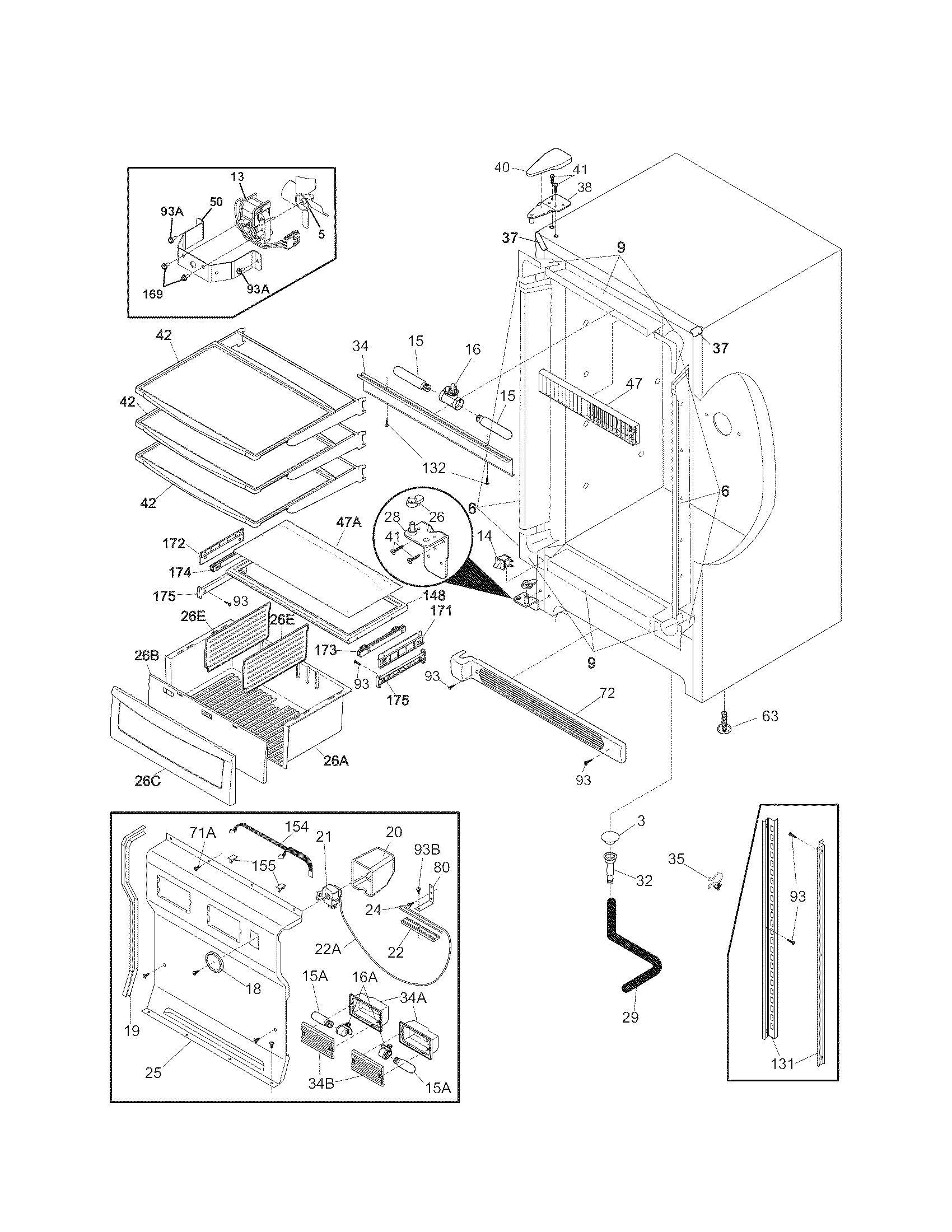 Kenmore Elite 25344773703 cabinet diagram
