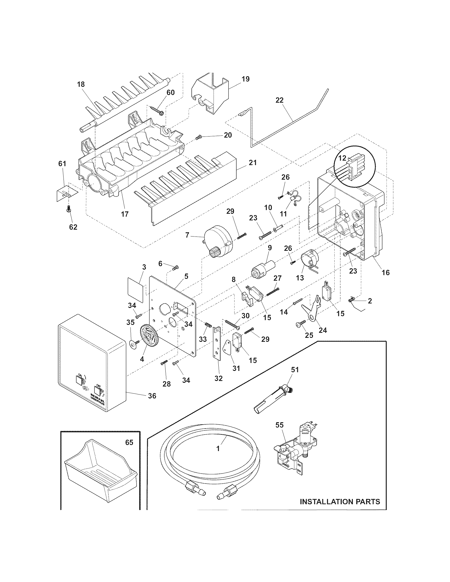 Kenmore Elite 25344773703 ice maker diagram