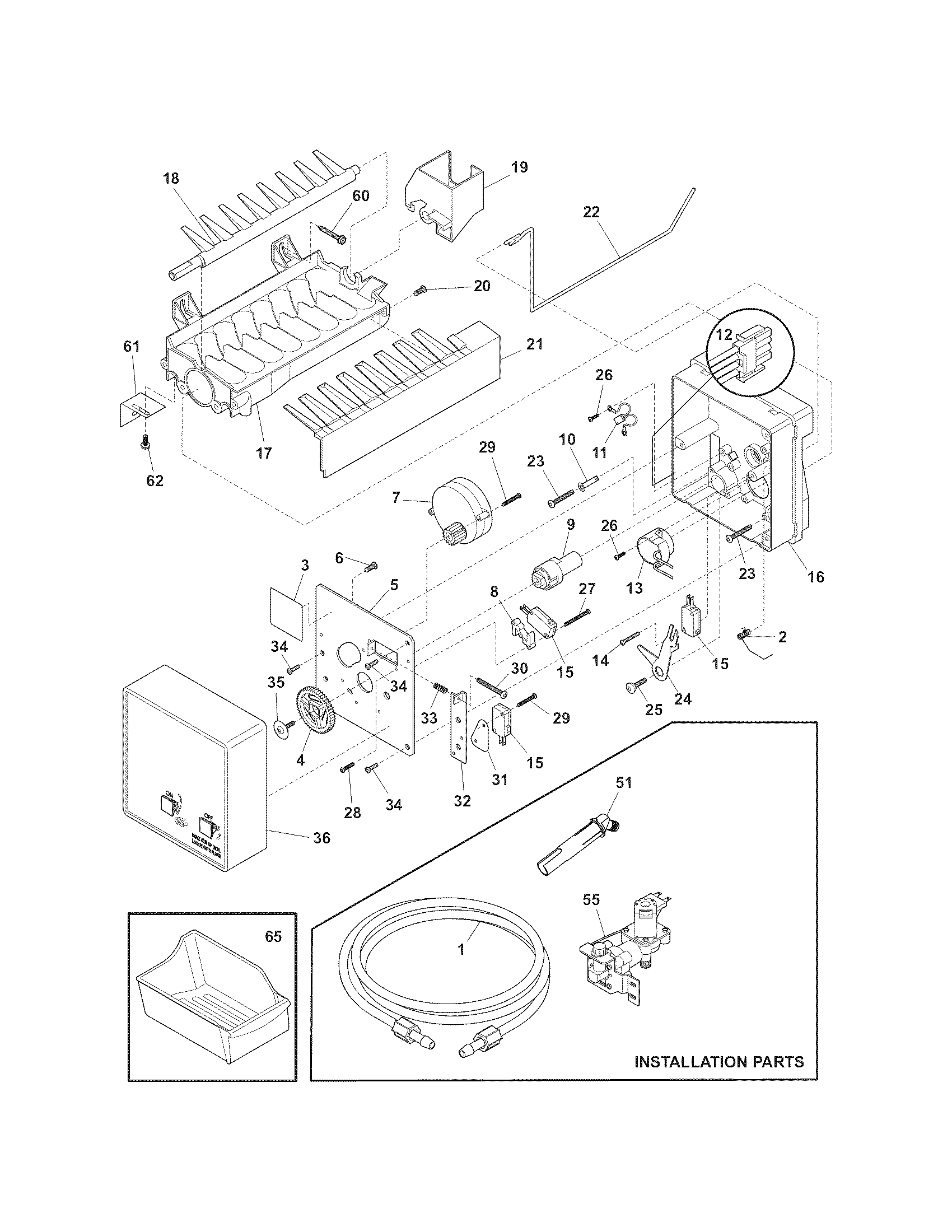 Kenmore Elite 25344733107 ice maker diagram