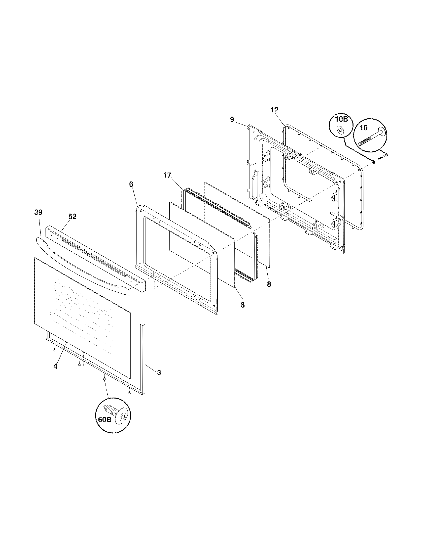 Frigidaire CFGF337GSB door diagram