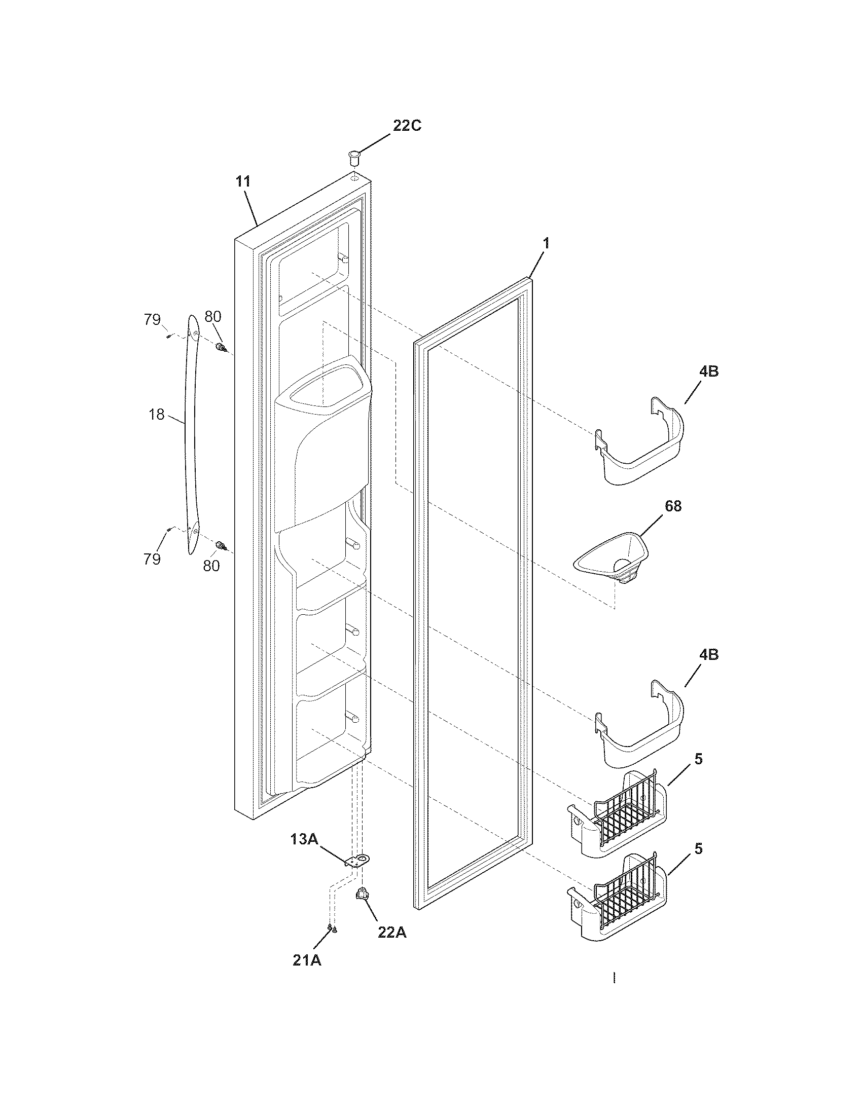 Frigidaire FLSC238JS2 freezer door diagram