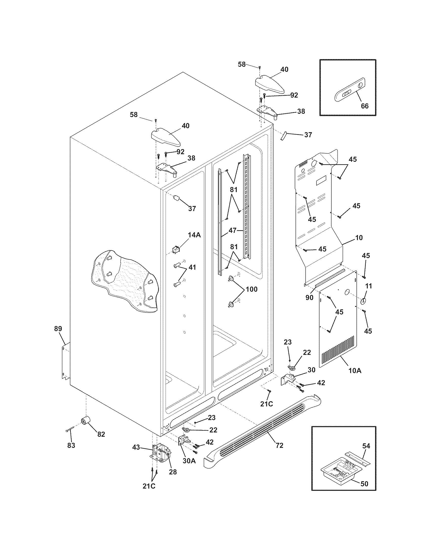 Frigidaire FLSC238JS2 cabinet diagram