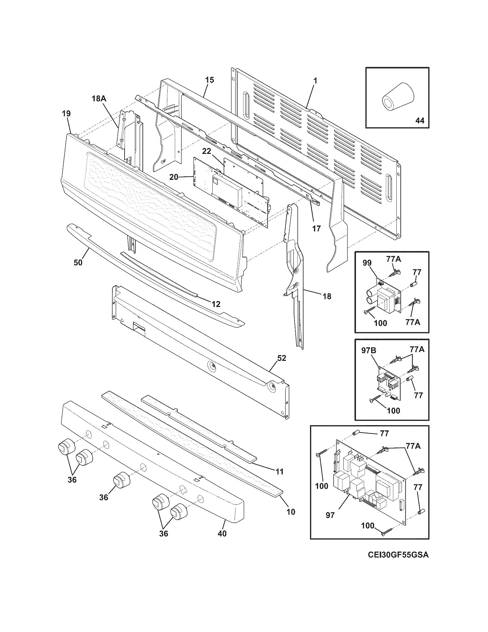 Electrolux CEI30GF5GSC backguard diagram