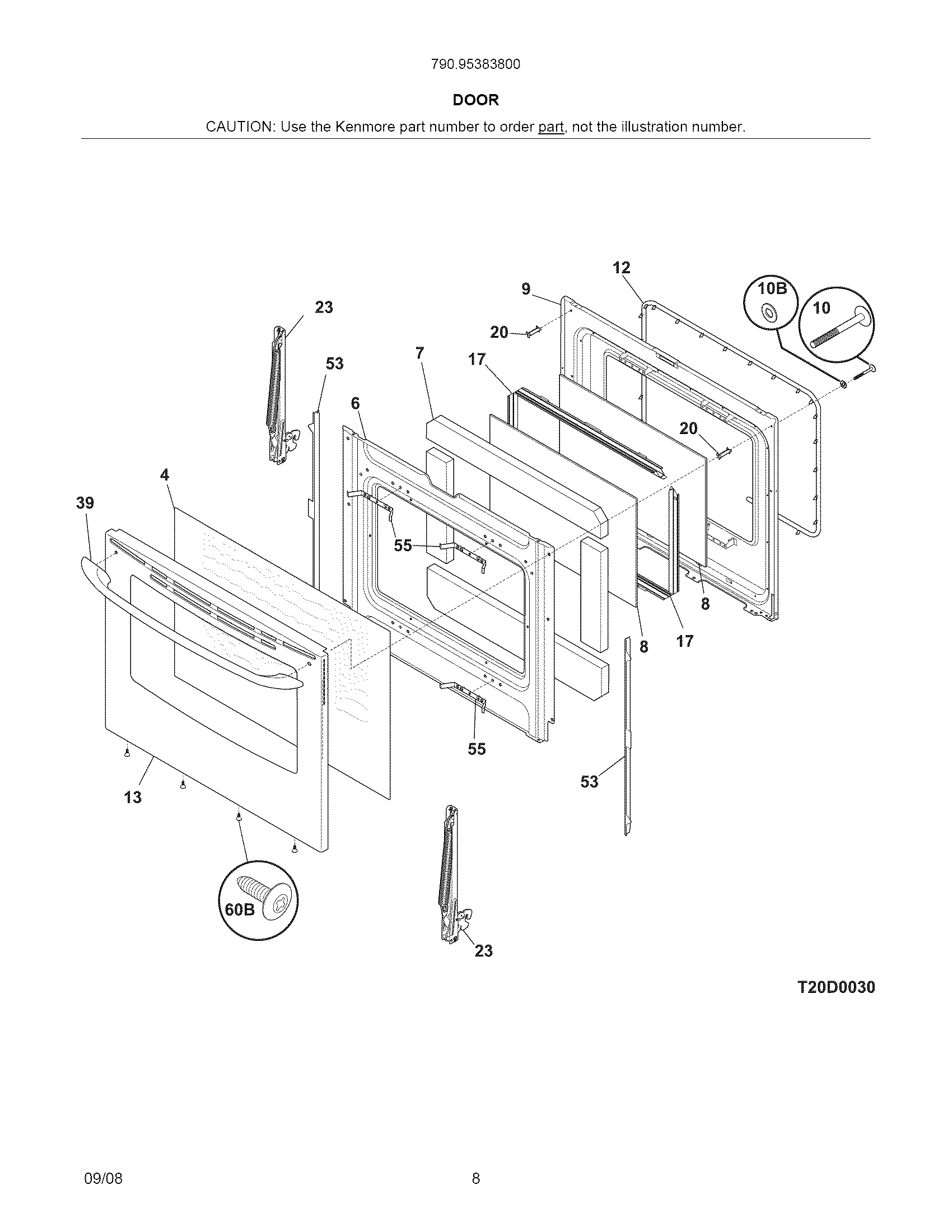 Kenmore 79095383800 door diagram