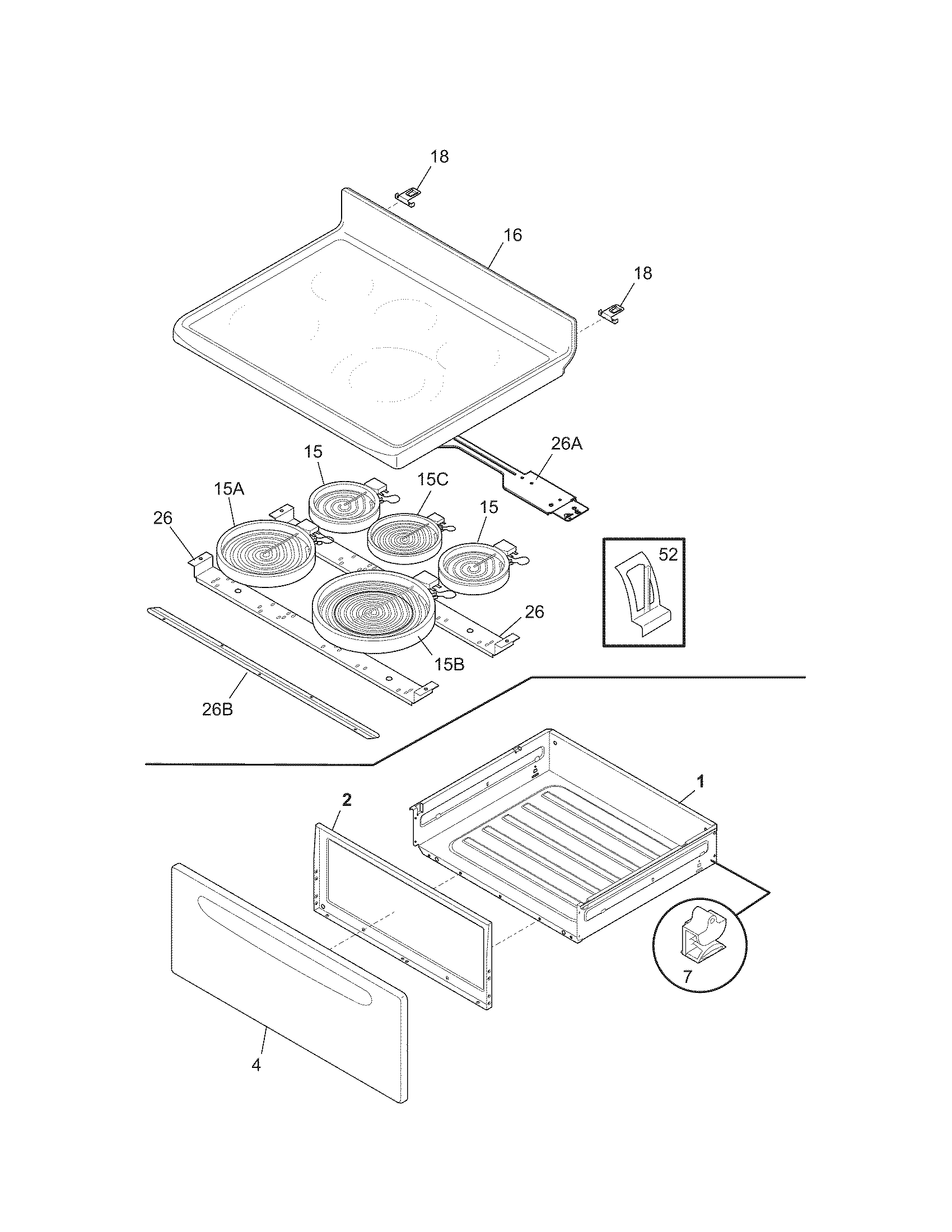 Kenmore 79095364800 top/drawer diagram