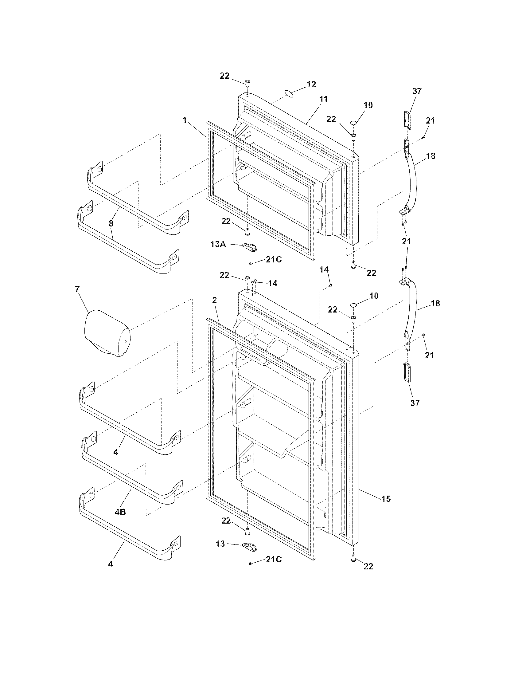 Frigidaire FRT18G6JQ2 door diagram