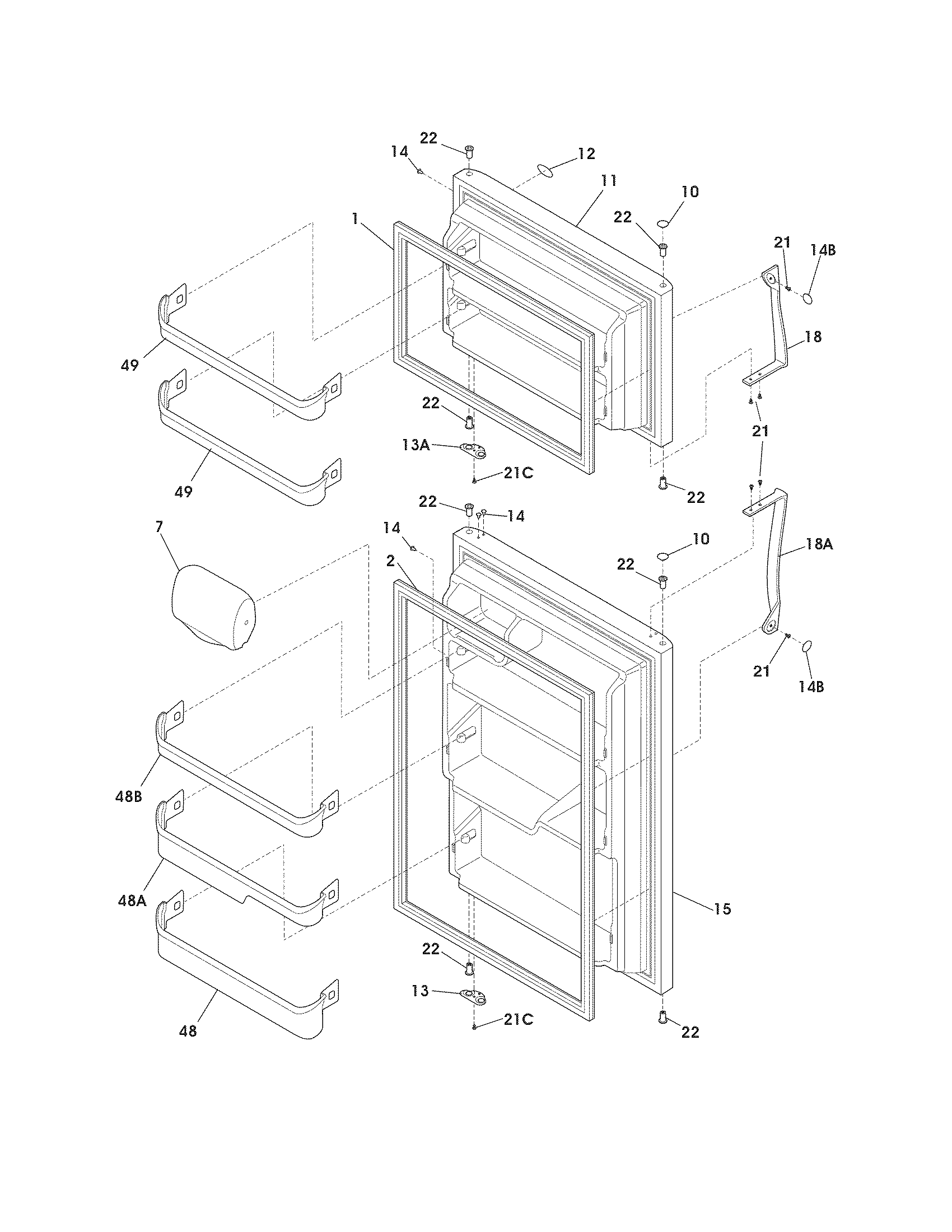 Frigidaire FRT18S6JW3 door diagram