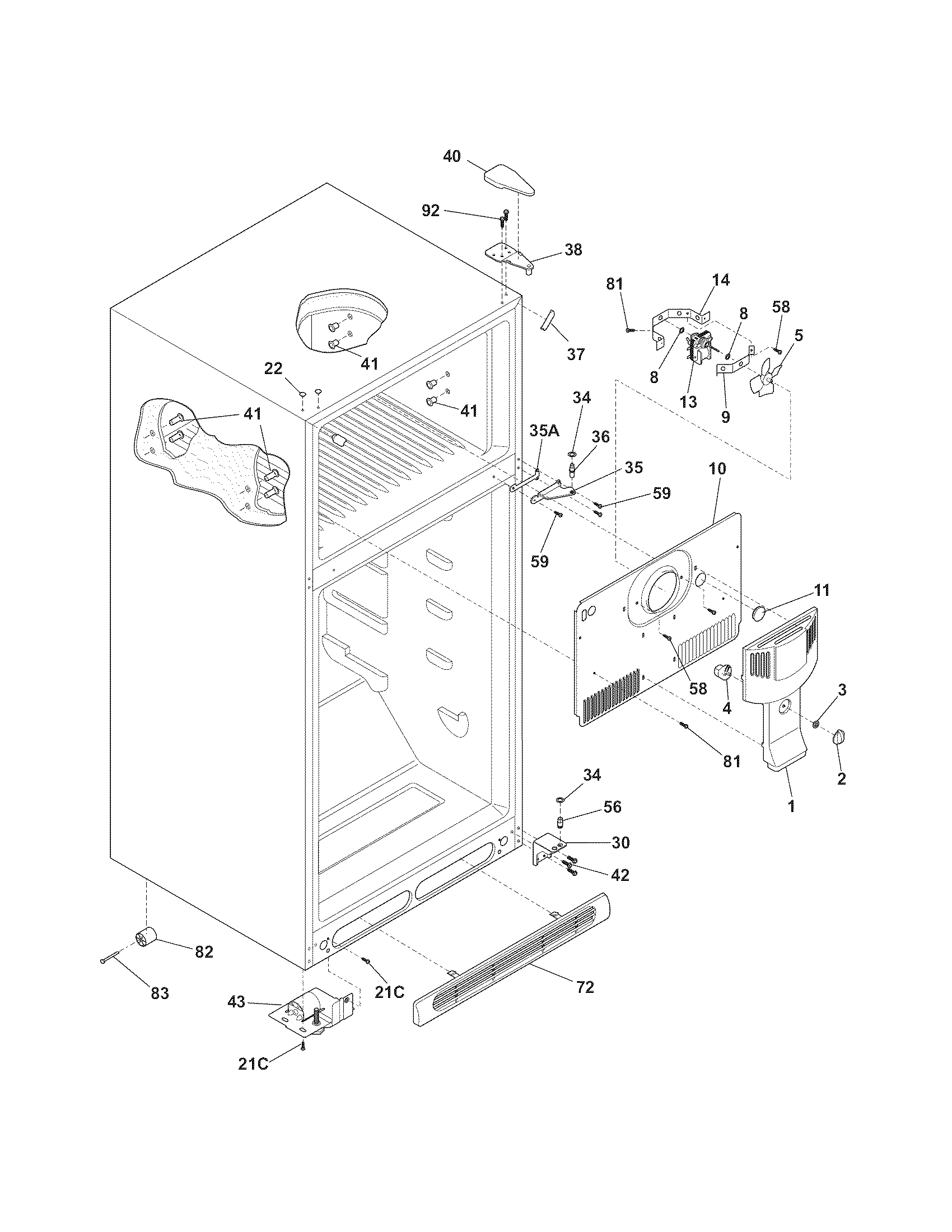 Kenmore 2537481040K cabinet diagram