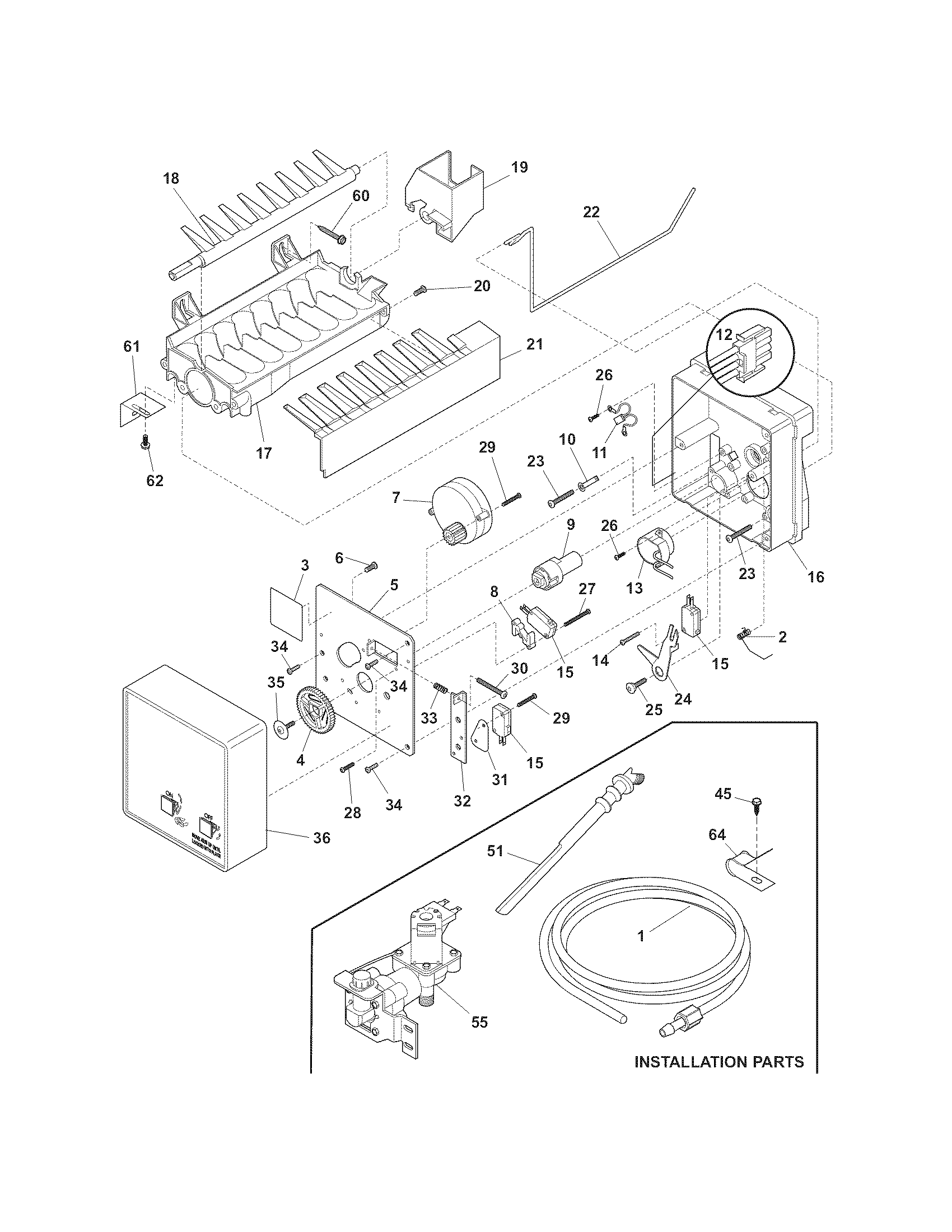 Kenmore 2537481040K ice maker diagram