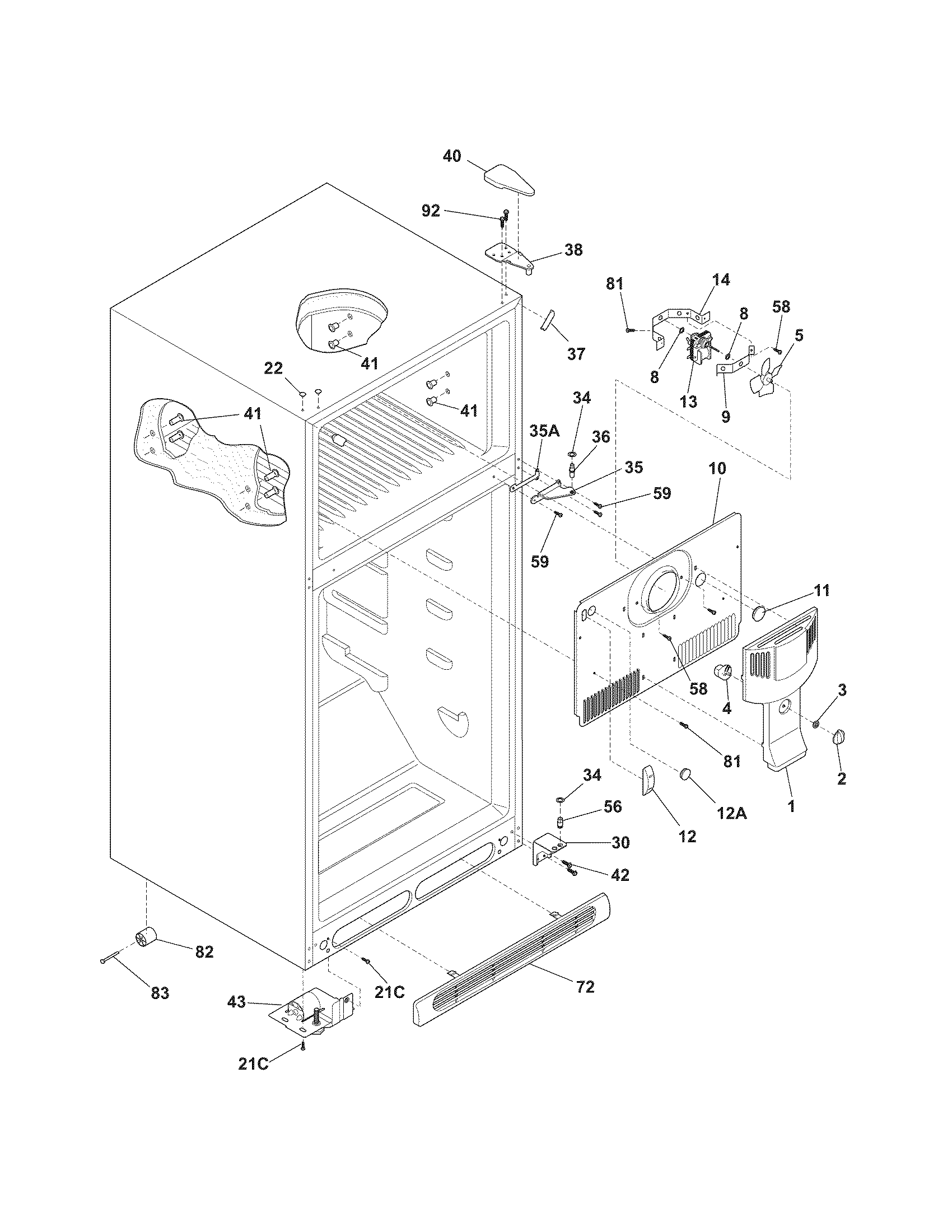 Kenmore 2536482340G cabinet diagram