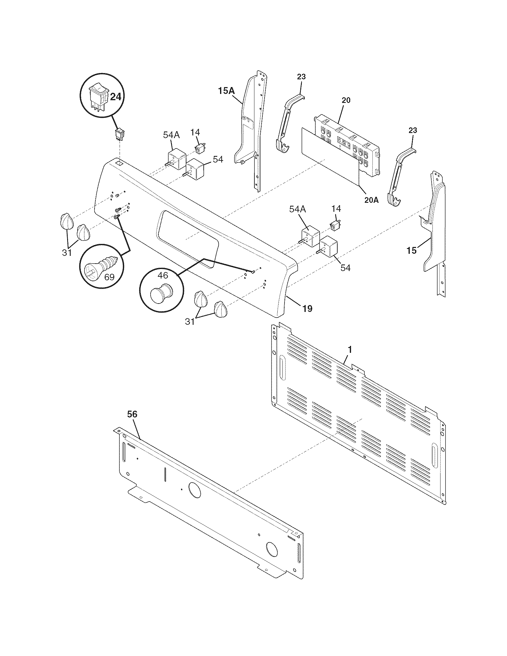 Frigidaire FEF352FSD backguard diagram
