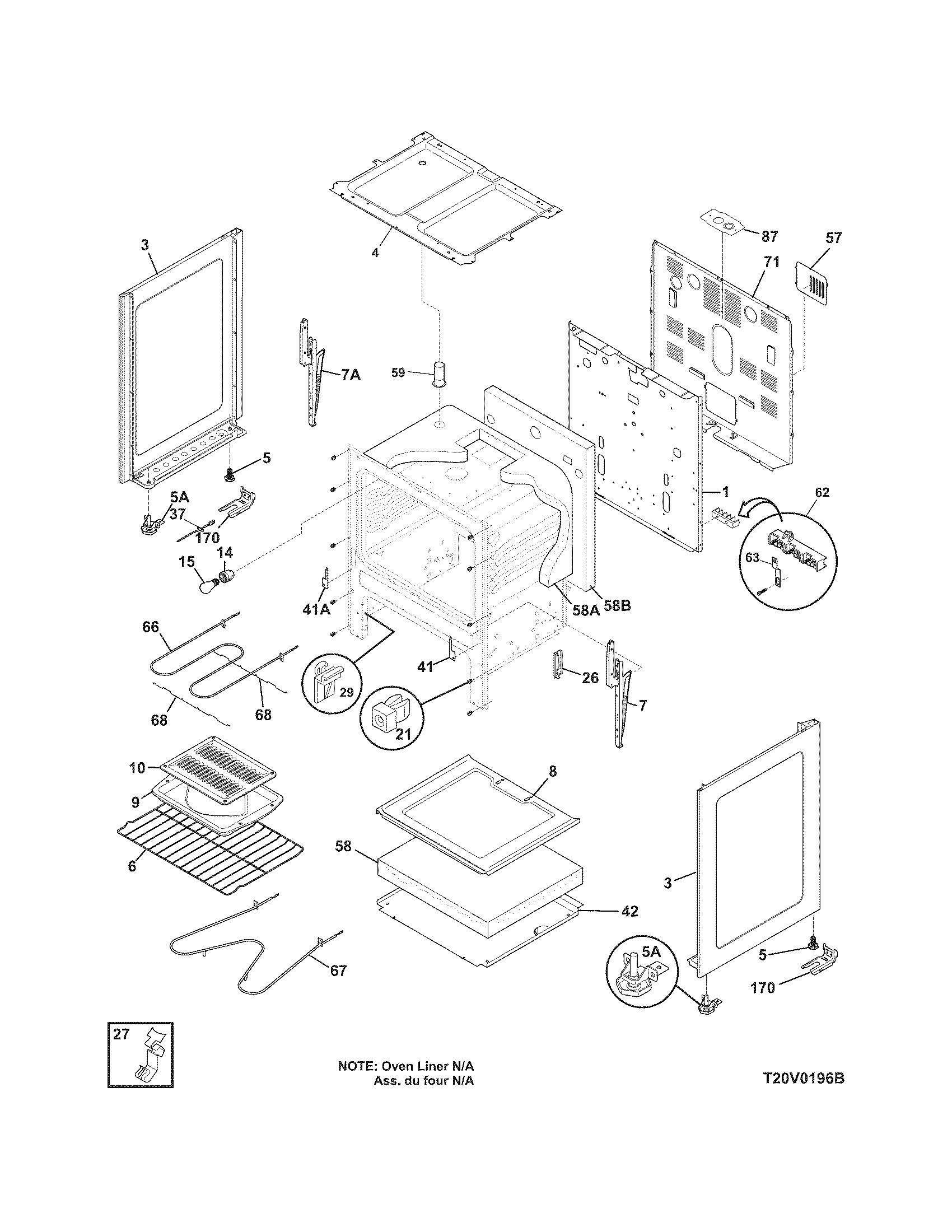 Frigidaire FEF316BSH body diagram