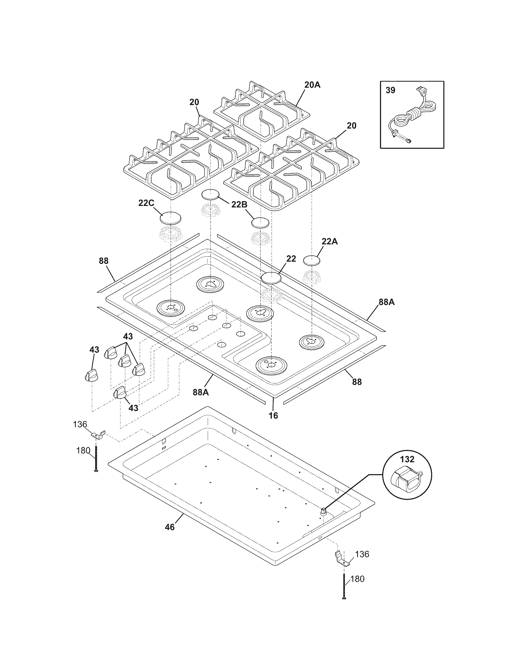 Kenmore Elite 79032452800 maintop diagram