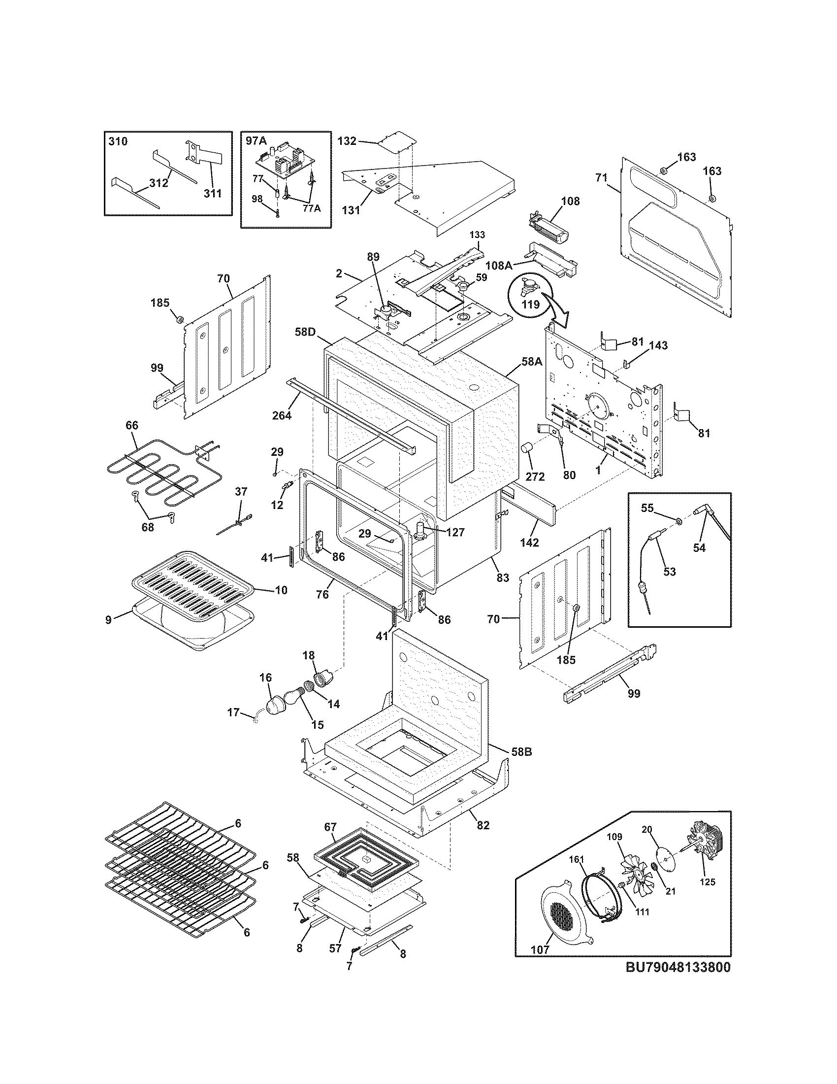 Kenmore Elite 79048133800 upper oven diagram