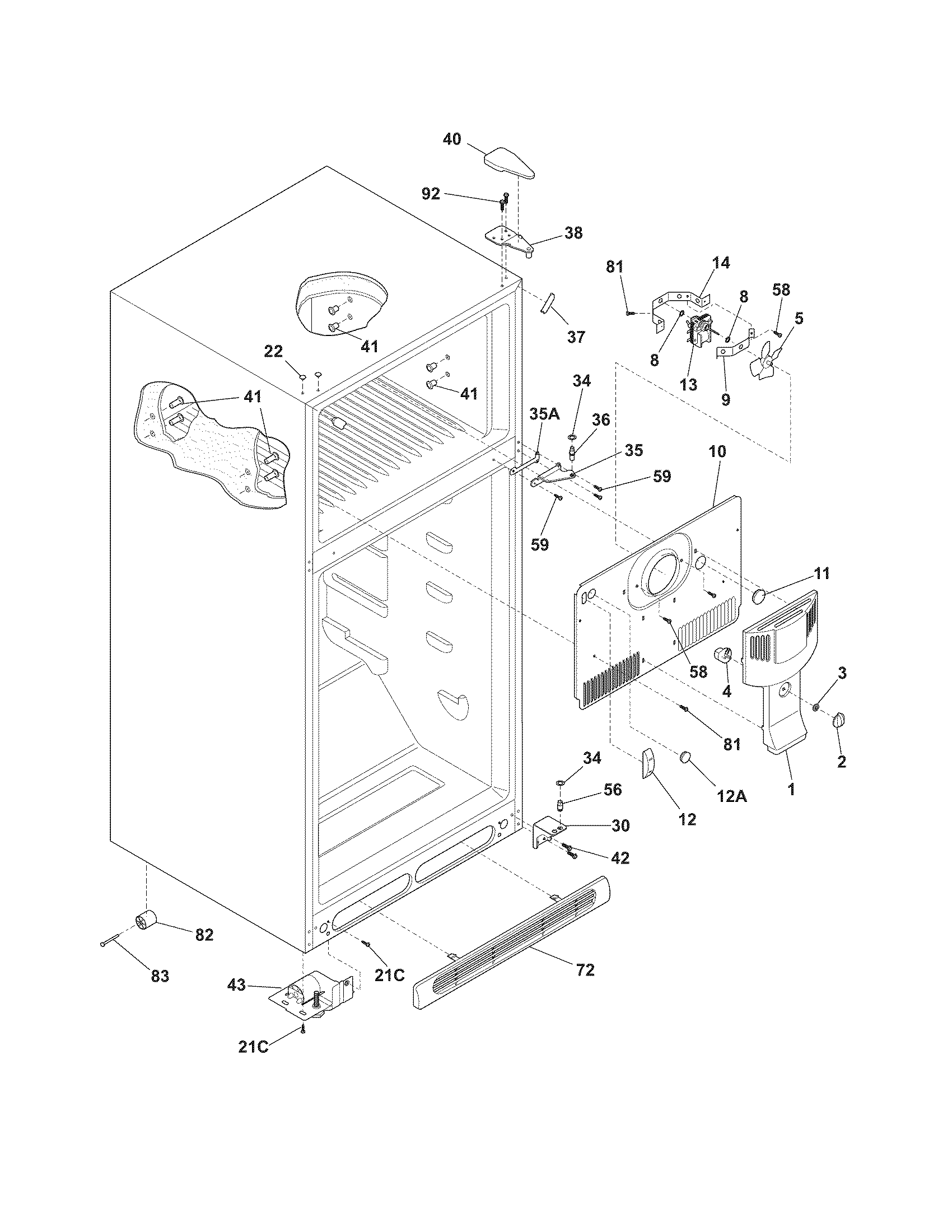 Frigidaire FRT18B5JW2 cabinet diagram