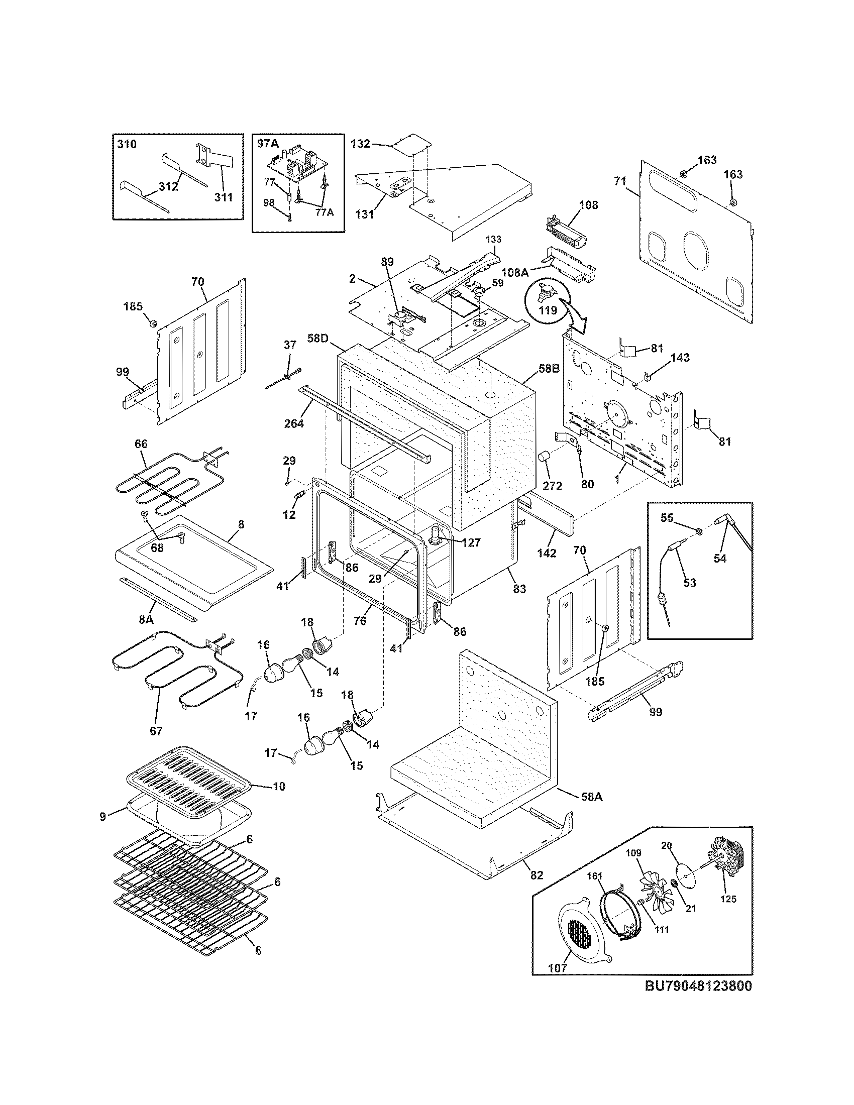 Kenmore Elite 79048123800 upper oven diagram