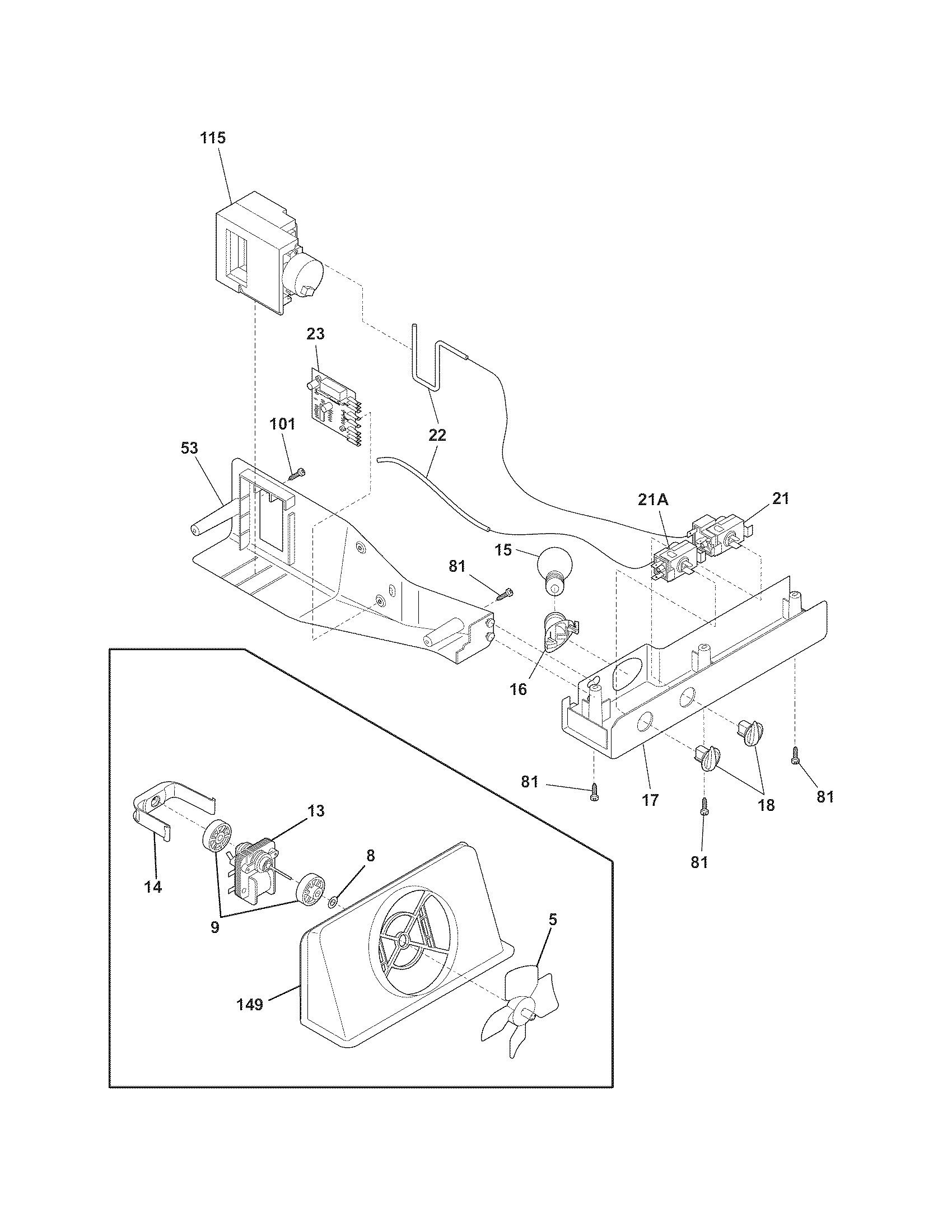 White-Westinghouse WRS23MW3AWL controls diagram