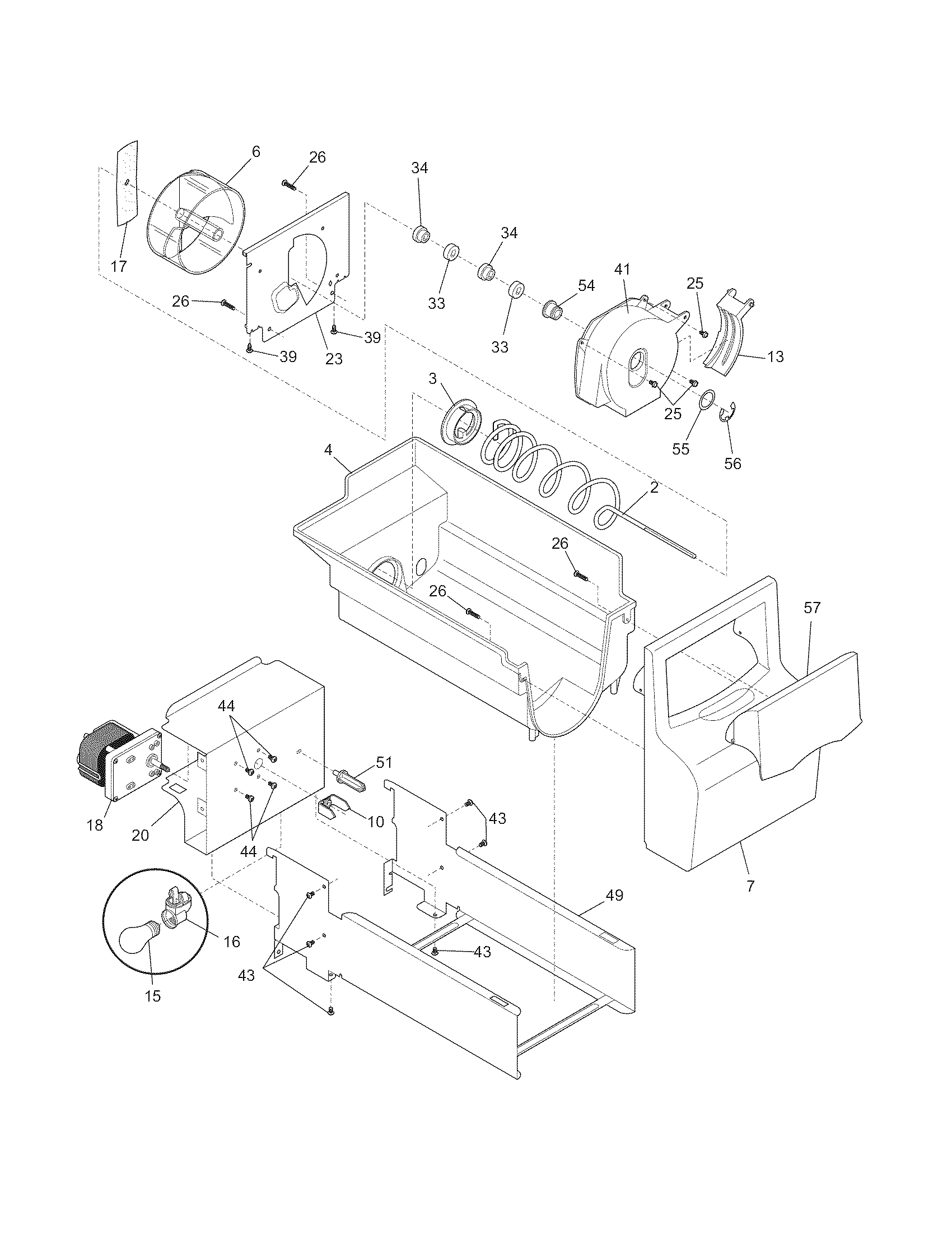 White-Westinghouse WRS23MW3AWL ice container diagram